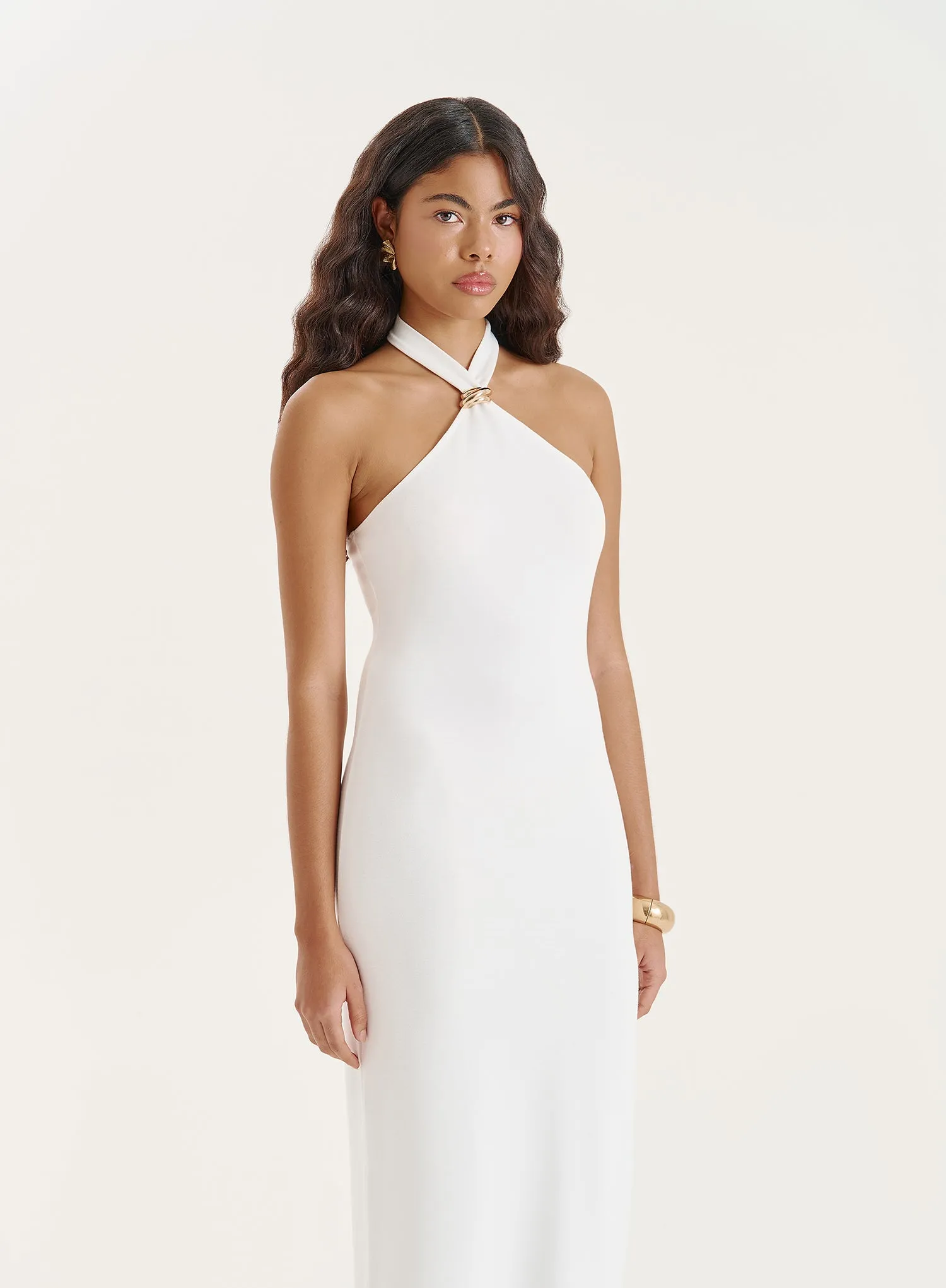 White Halter Neck Maxi Dress- Candice sold by 4th and Reckless product image thumbnail 4