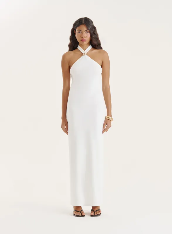 White Halter Neck Maxi Dress- Candice sold by 4th and Reckless