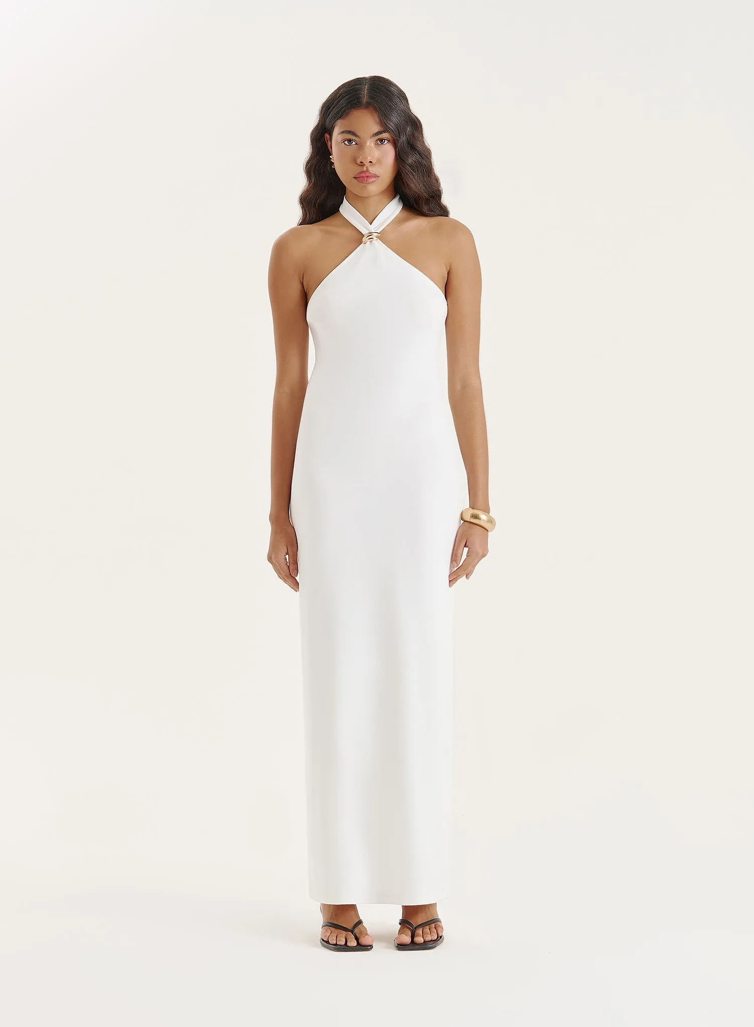 White Halter Neck Maxi Dress- Candice sold by 4th and Reckless