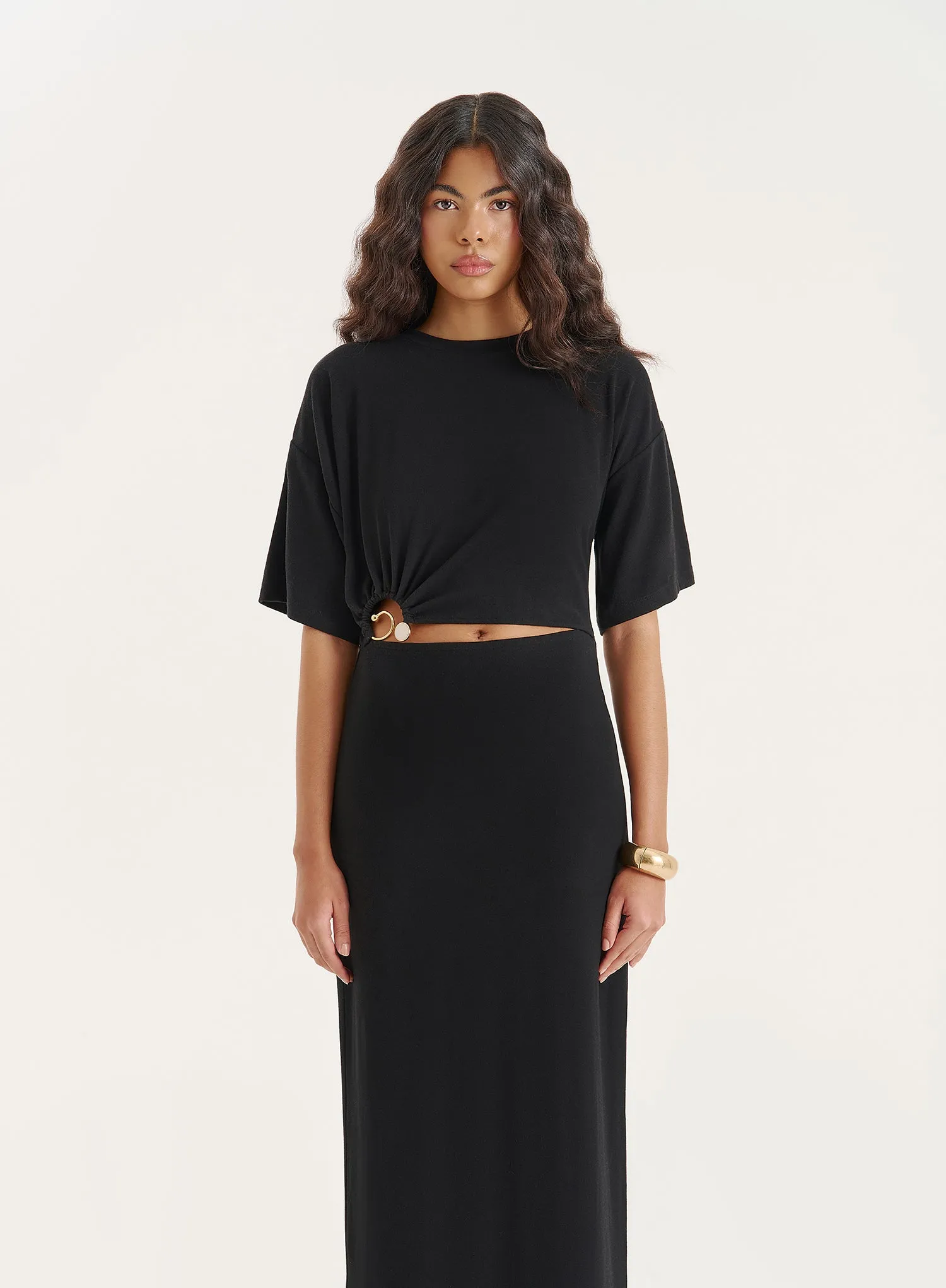 Black Jersey Cut Out Maxi Dress sold by 4th and Reckless product image thumbnail 5
