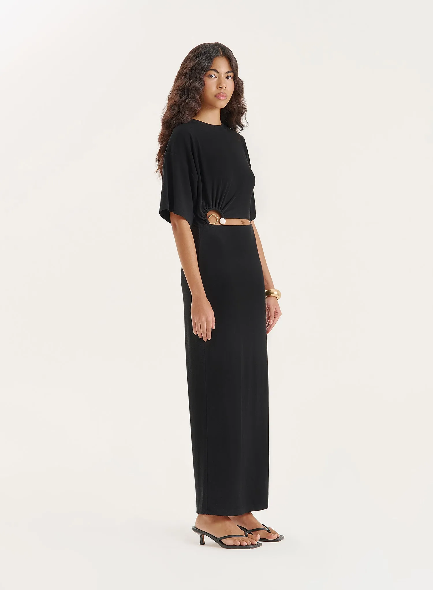 Black Jersey Cut Out Maxi Dress sold by 4th and Reckless product image thumbnail 3