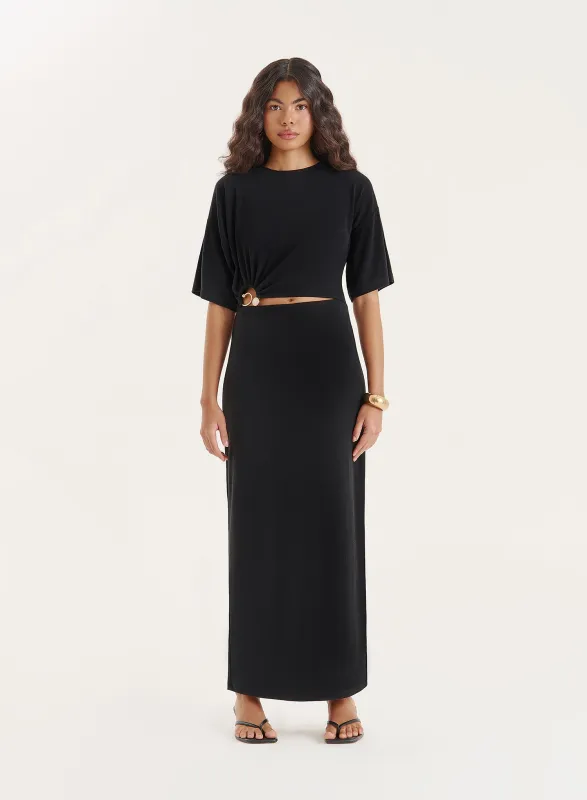 Black Jersey Cut Out Maxi Dress- Piper sold by 4th and Reckless