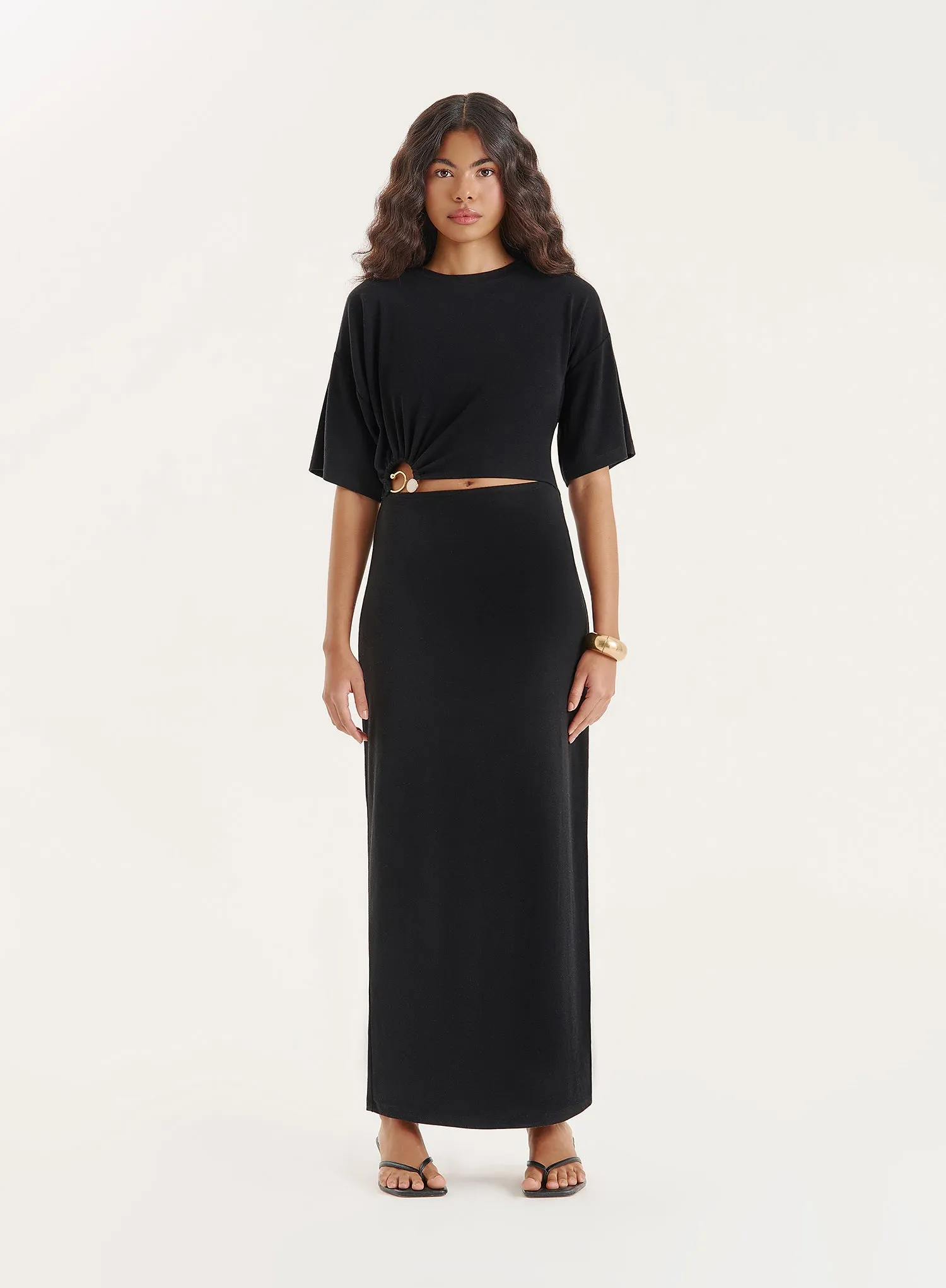 Black Jersey Cut Out Maxi Dress sold by 4th and Reckless