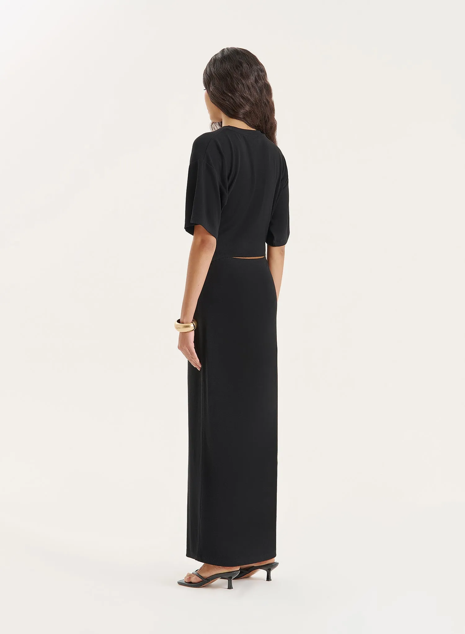 Black Jersey Cut Out Maxi Dress sold by 4th and Reckless product image thumbnail 4