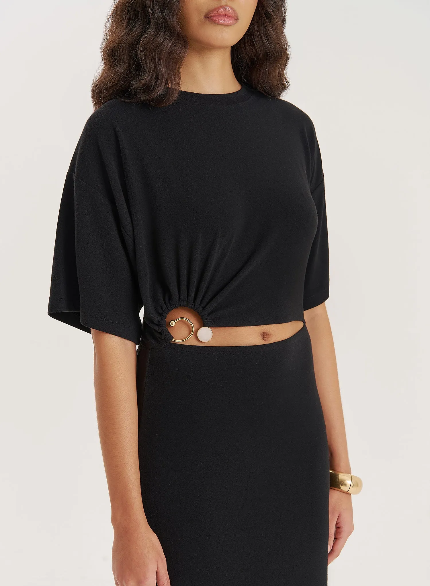 Black Jersey Cut Out Maxi Dress sold by 4th and Reckless product image thumbnail 2