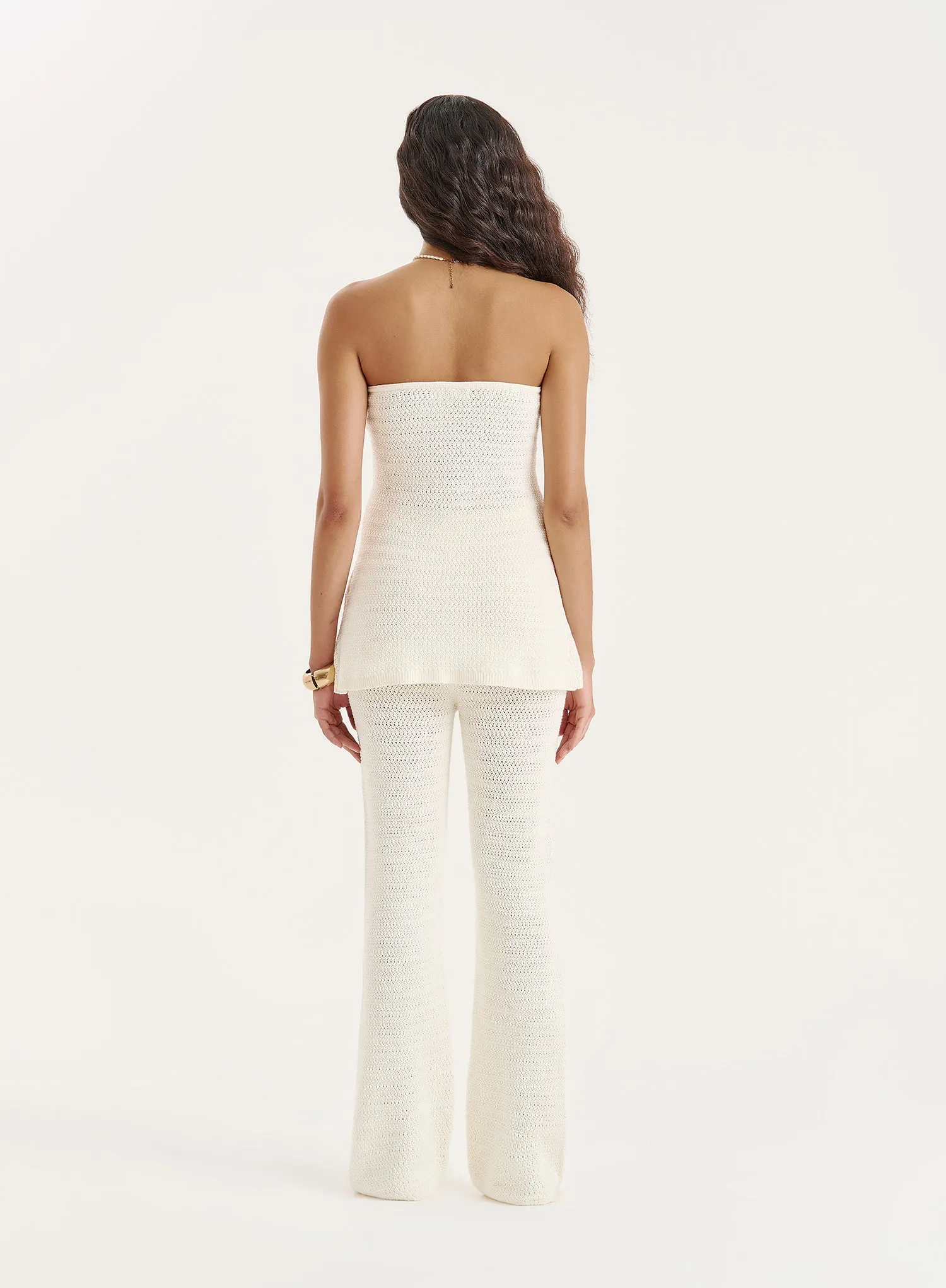 Cream Knitted Pearl Trim Tie Waisted Trouser- Gigi sold by 4th and Reckless product image thumbnail 4