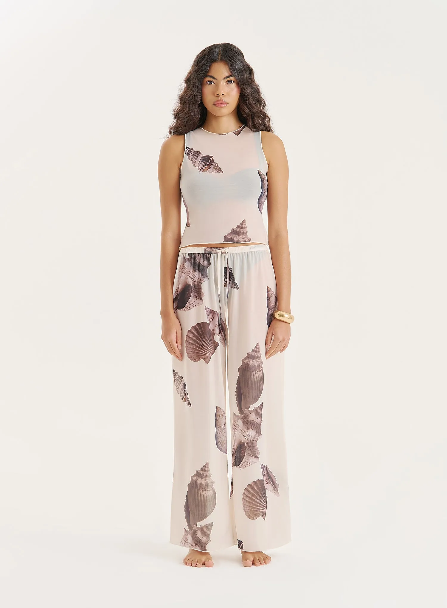 Cream Shell Printed Sleeveless Top sold by 4th and Reckless product image thumbnail 4