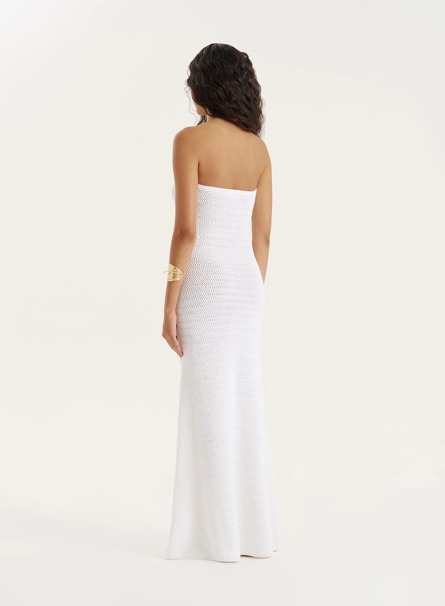 White Knitted Bandeau Maxi Dress sold by 4th and Reckless product image thumbnail 5
