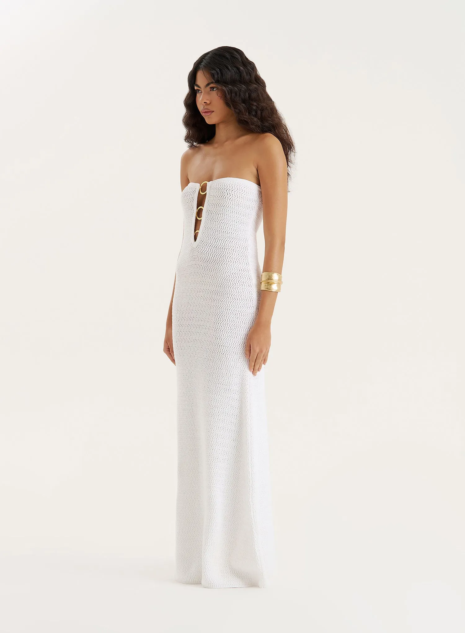 White Knitted Bandeau Maxi Dress sold by 4th and Reckless product image thumbnail 2