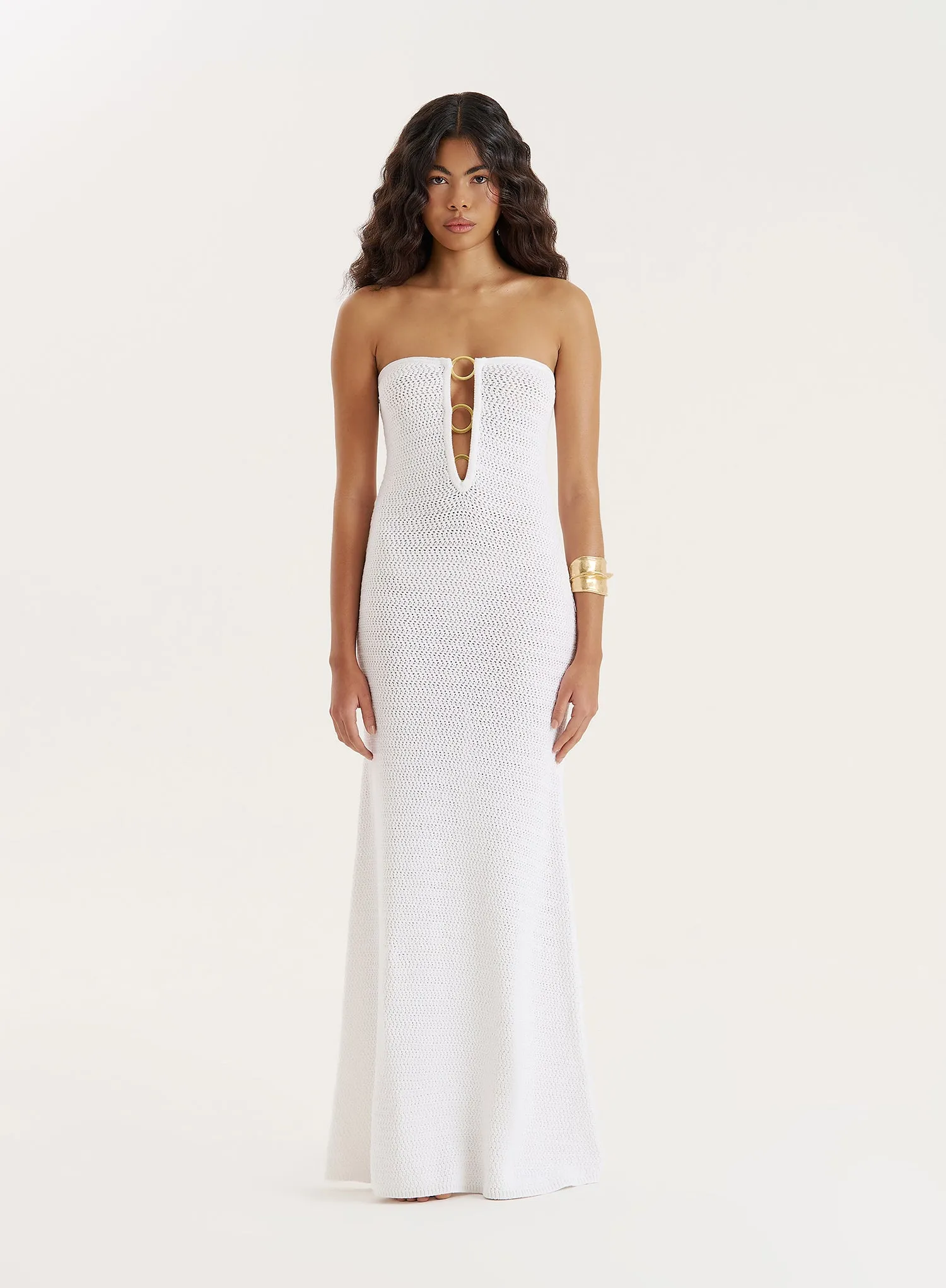 White Knitted Bandeau Maxi Dress sold by 4th and Reckless