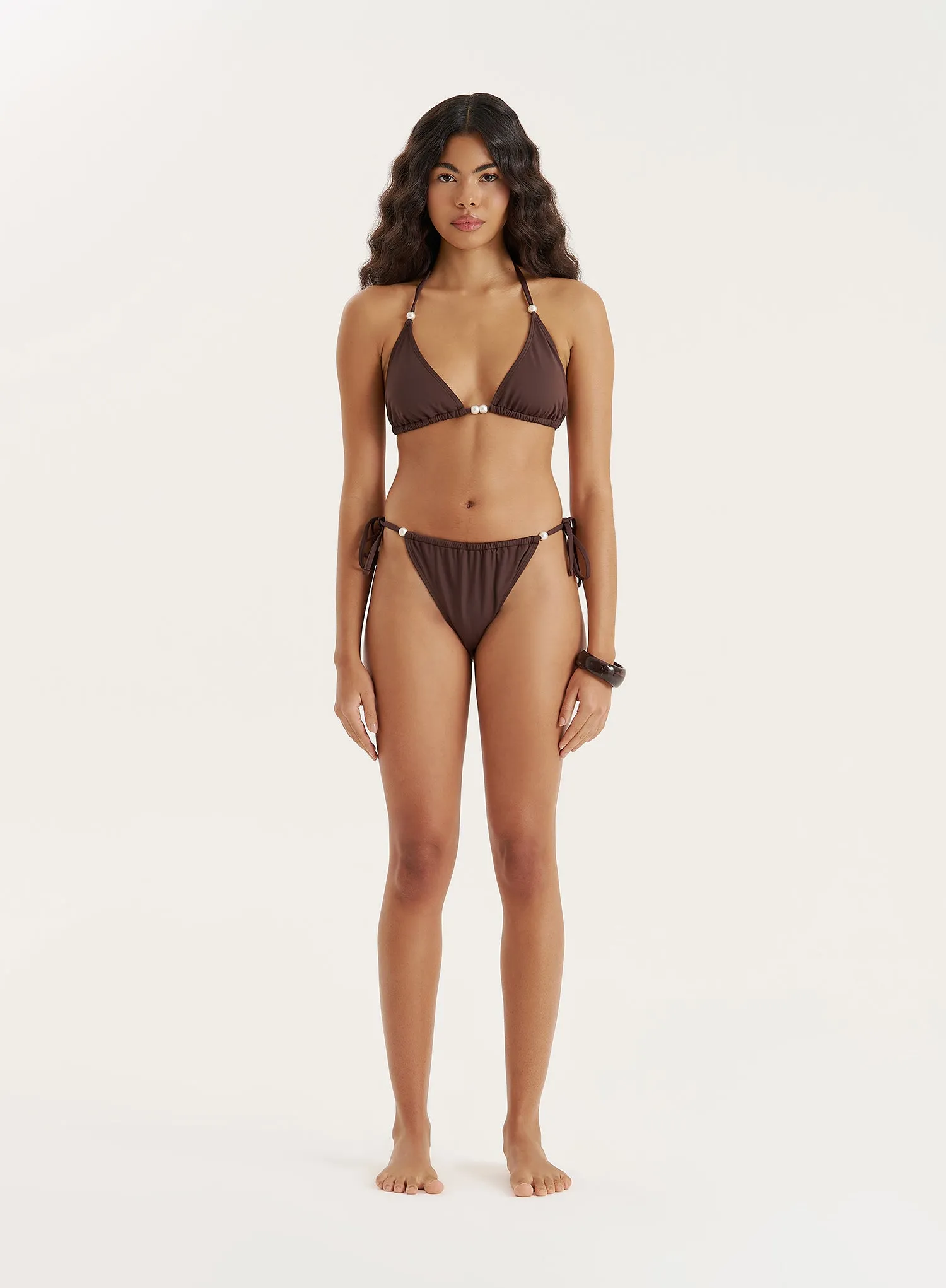 Chocolate Brown Tie Triangle Bikini Top- Jaya sold by 4th and Reckless product image thumbnail 4