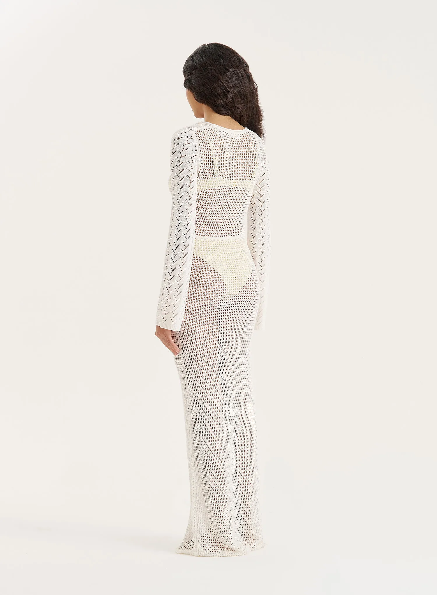 Cream Knit Panelled Crochet Maxi Dress- Chloe sold by 4th and Reckless product image thumbnail 5