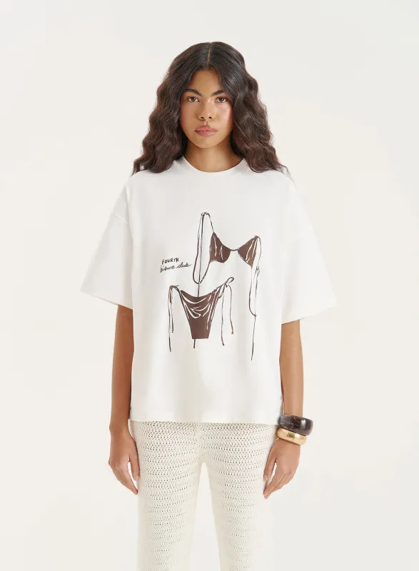 Cream Bikini Graphic Oversized T-Shirt- Allie sold by 4th and Reckless