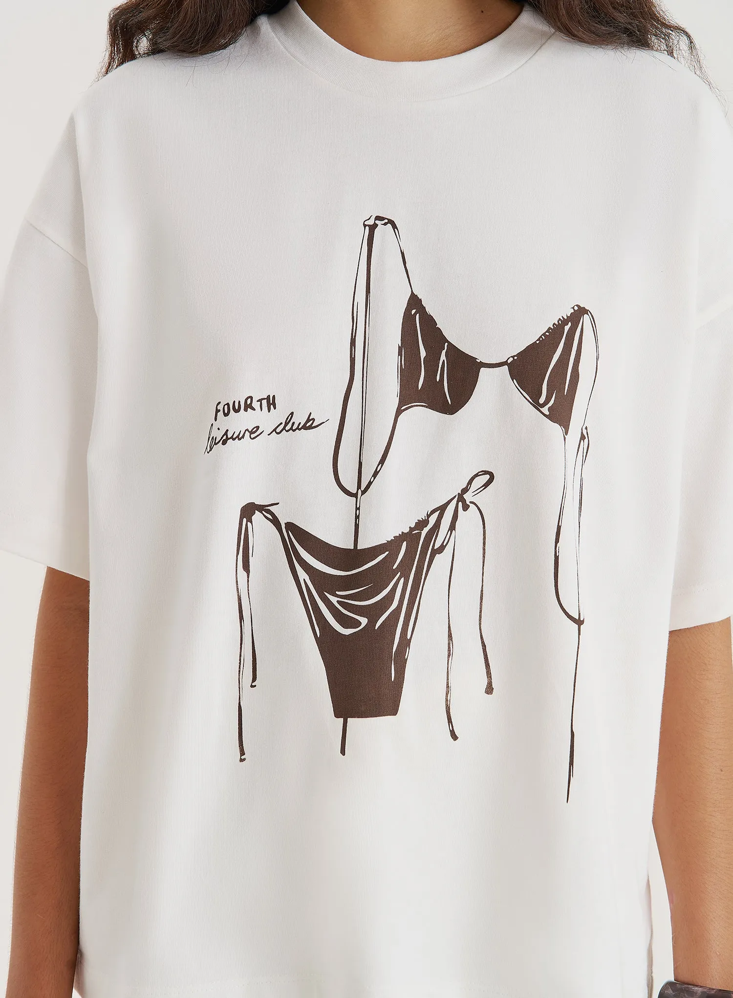 Cream Bikini Graphic Oversized T-Shirt sold by 4th and Reckless product image thumbnail 3