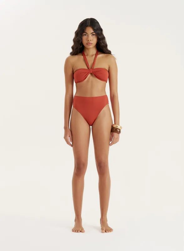 Coral High Waisted Bikini Bottom- Gia sold by 4th and Reckless