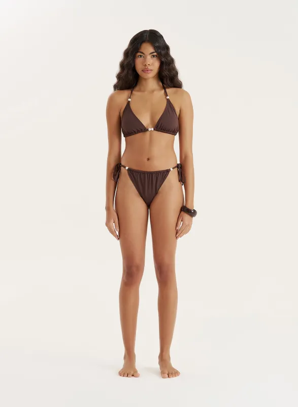 Chocolate Brown Tie Side Bikini Bottom sold by 4th and Reckless