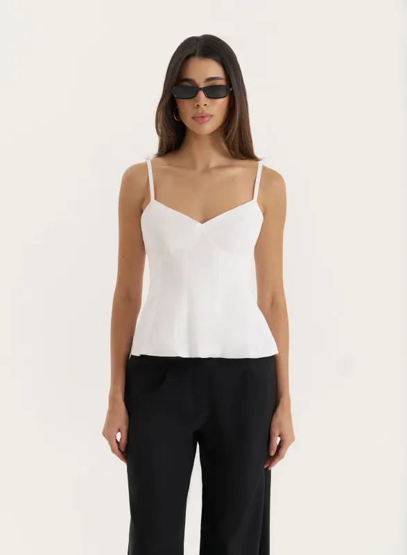 White Structured Cami Peplum Top- Kaia sold by 4th and Reckless