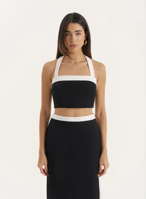 Black Contrast Trim Crop Top sold by 4th and Reckless