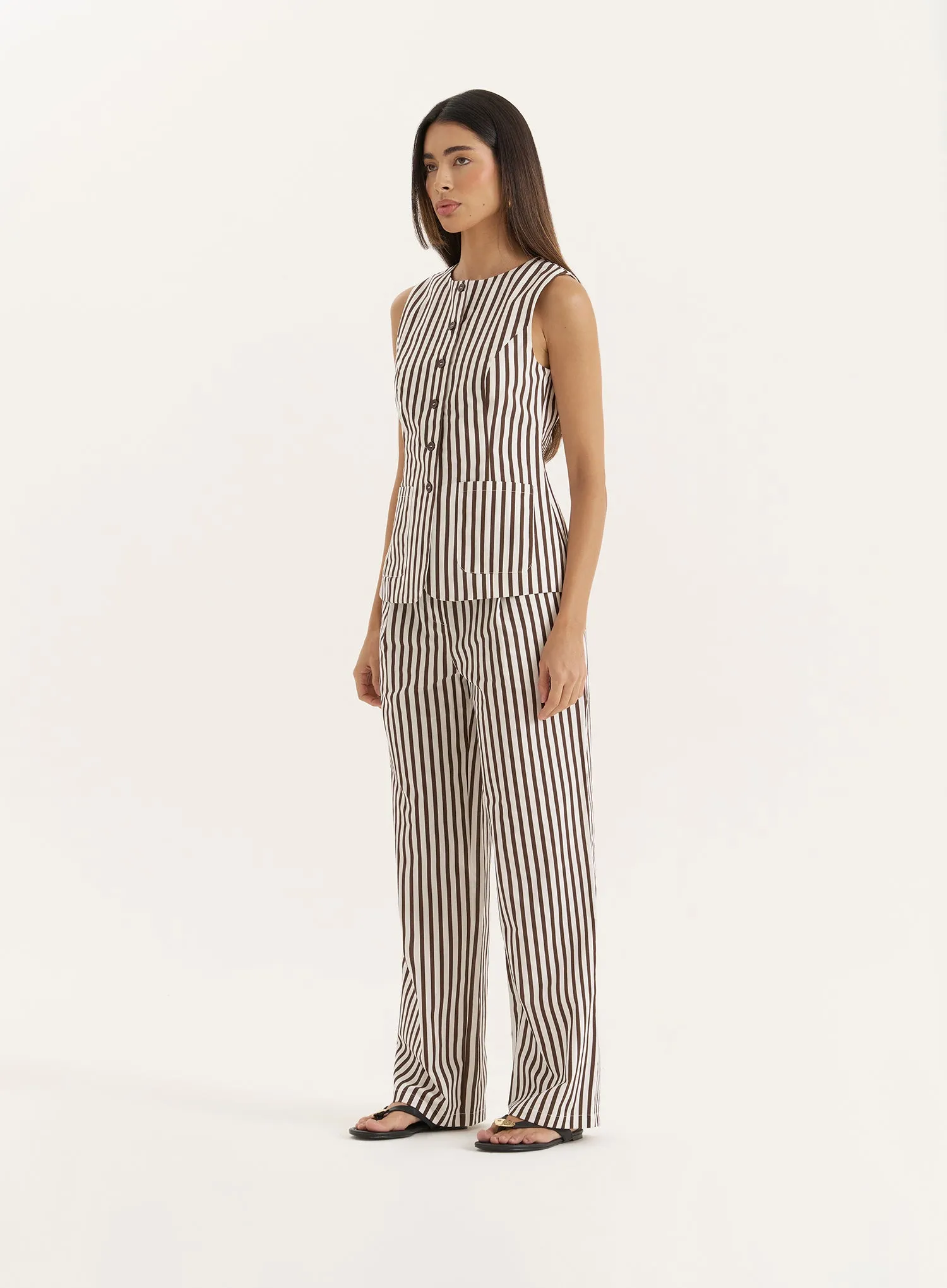 Brown Stripe Straight Leg Trouser sold by 4th and Reckless product image thumbnail 2