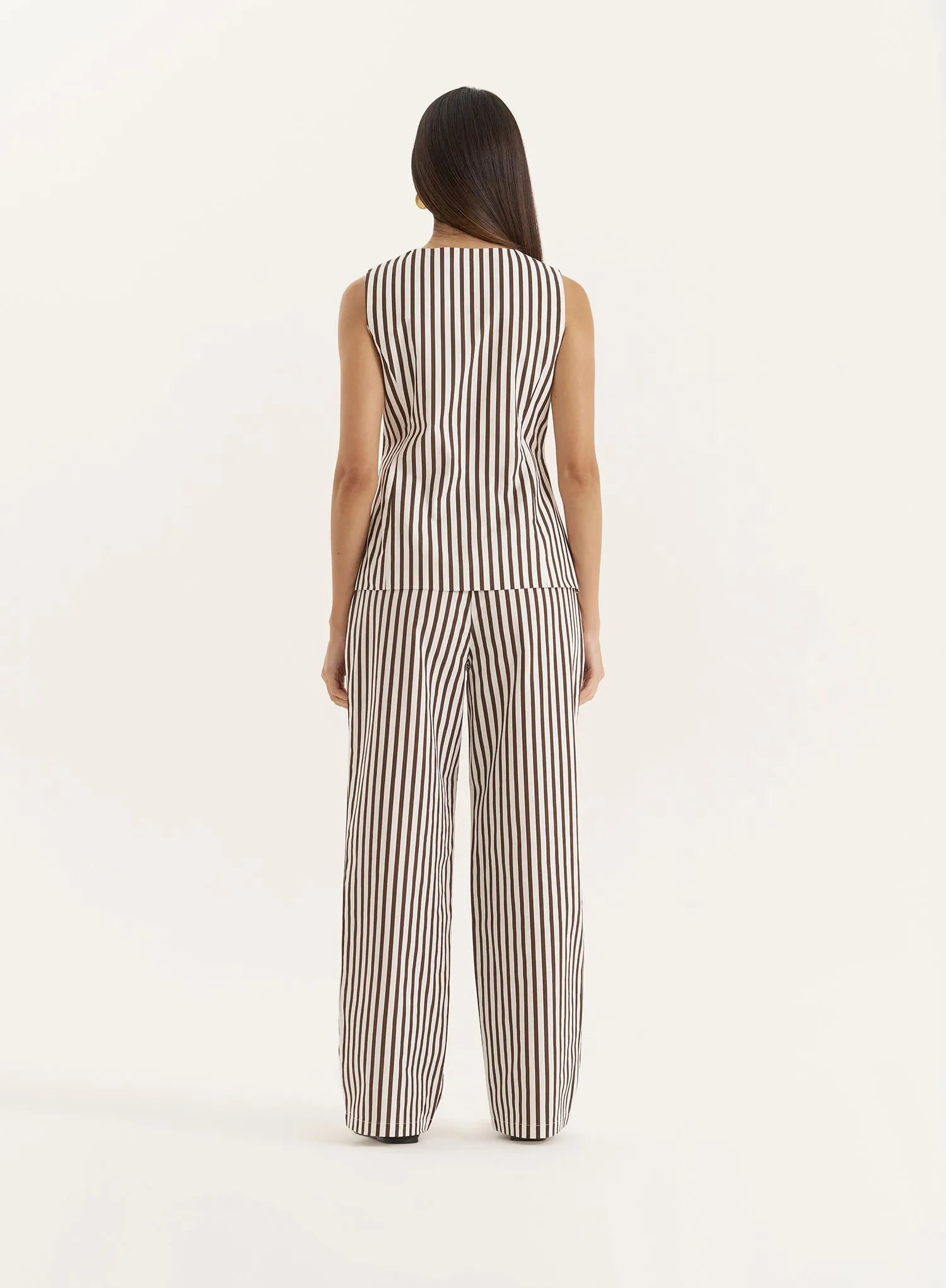 Brown Stripe Straight Leg Trouser sold by 4th and Reckless product image thumbnail 5
