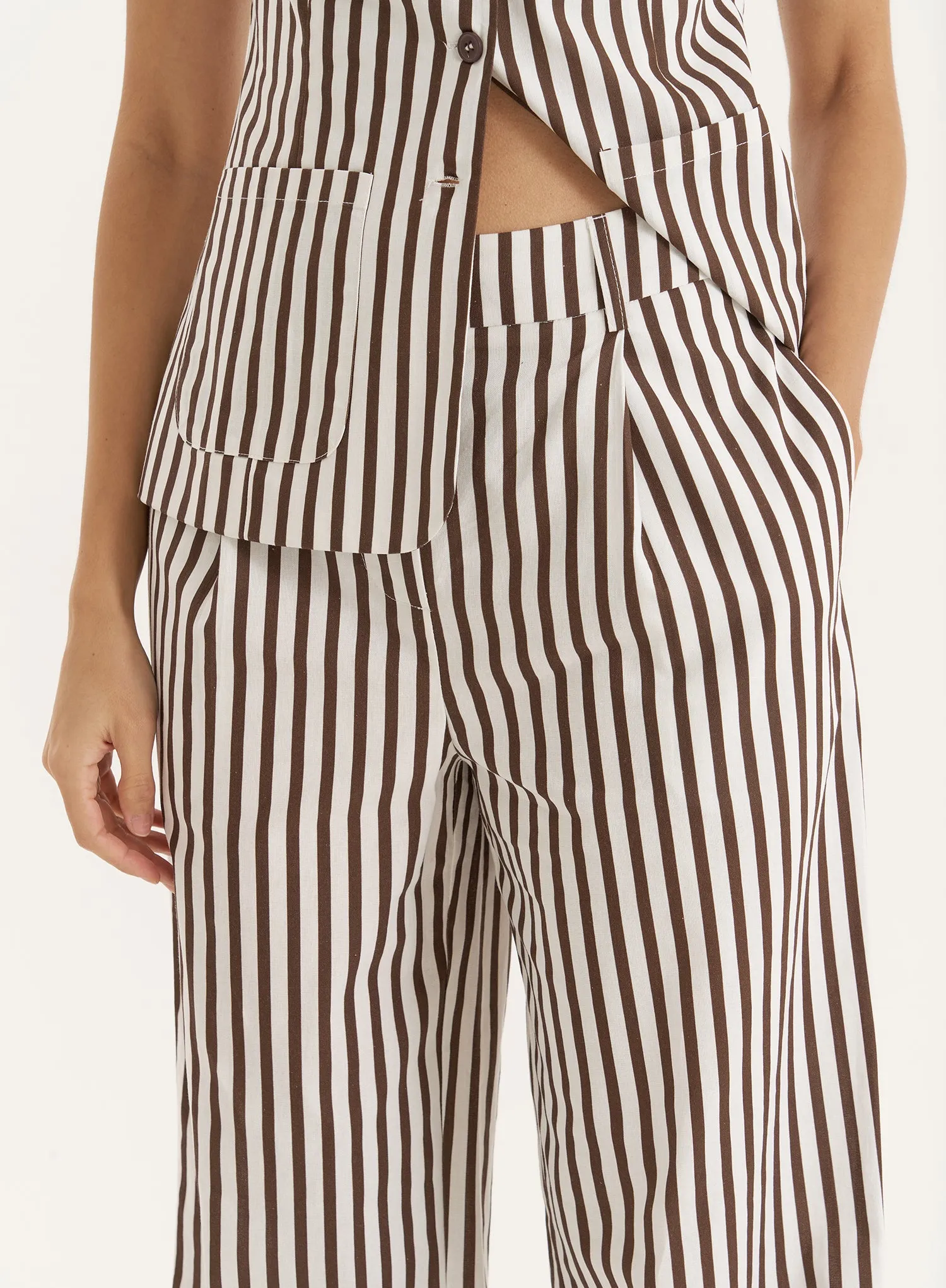 Brown Stripe Straight Leg Trouser sold by 4th and Reckless product image thumbnail 3