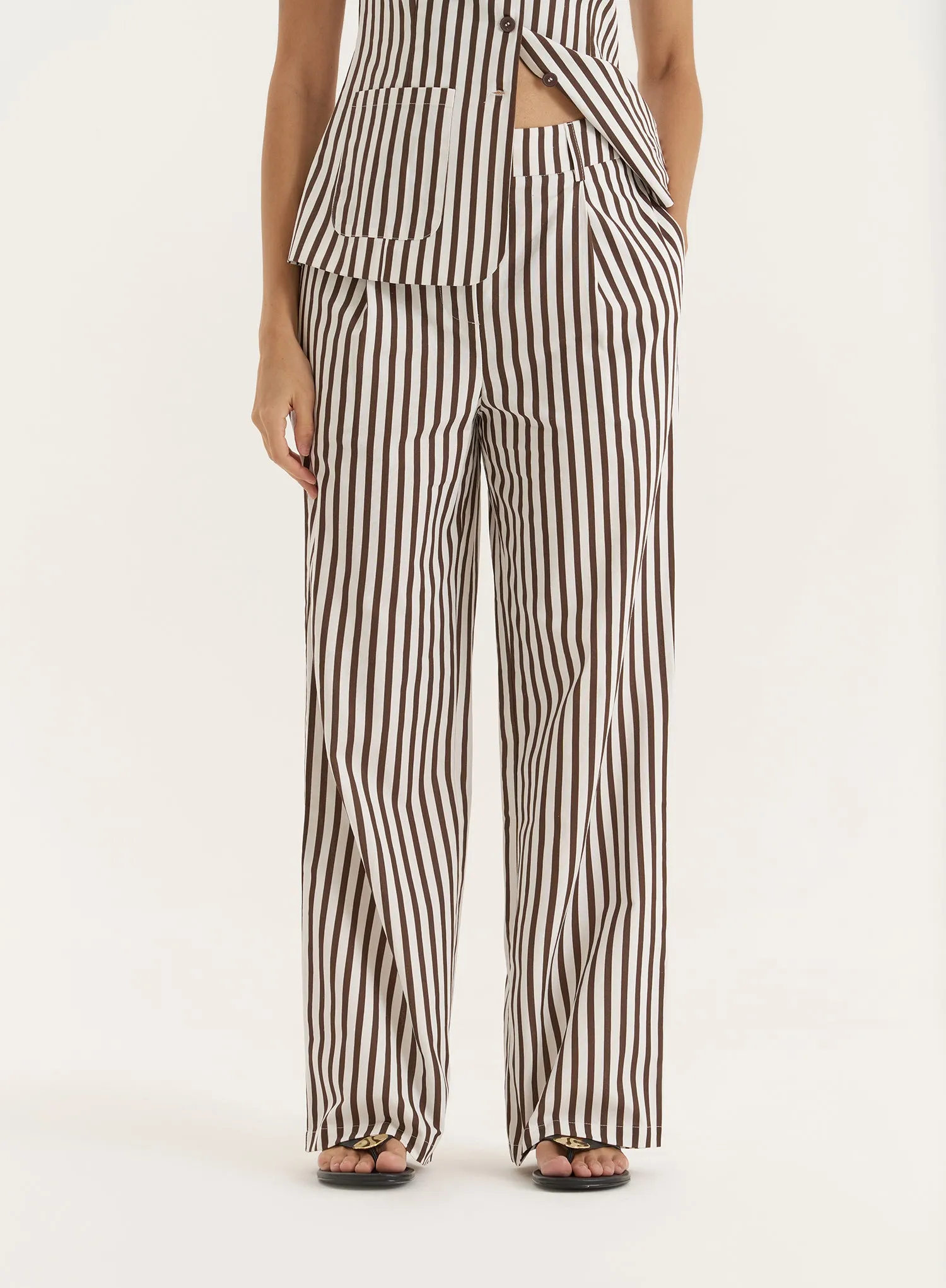 Brown Stripe Straight Leg Trouser sold by 4th and Reckless product image thumbnail 4