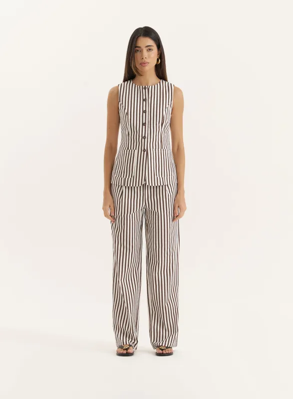 Brown Stripe Straight Leg Trouser sold by 4th and Reckless