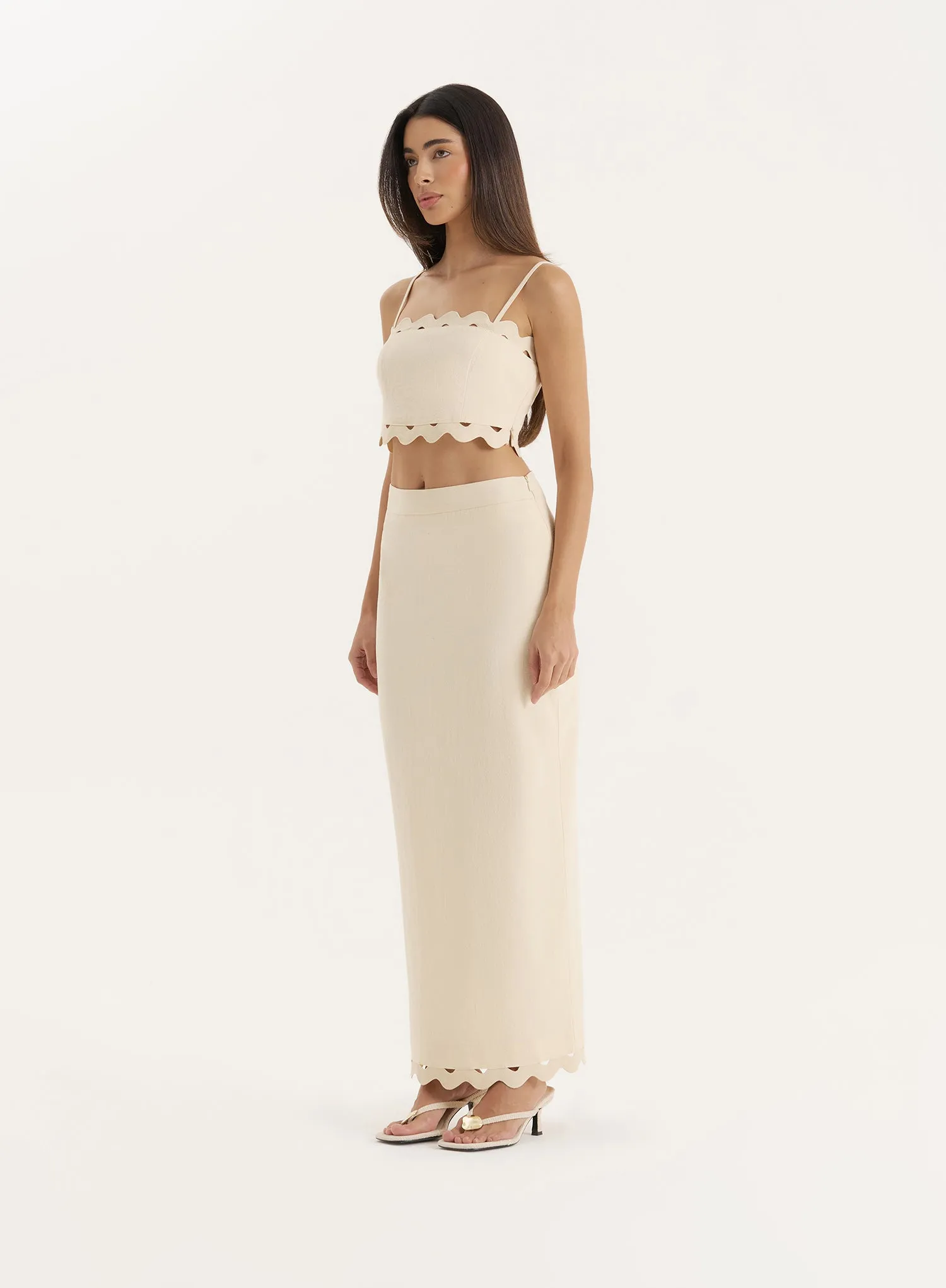 Buttercream Scallop Trim Crop Top- Coral sold by 4th and Reckless product image thumbnail 2