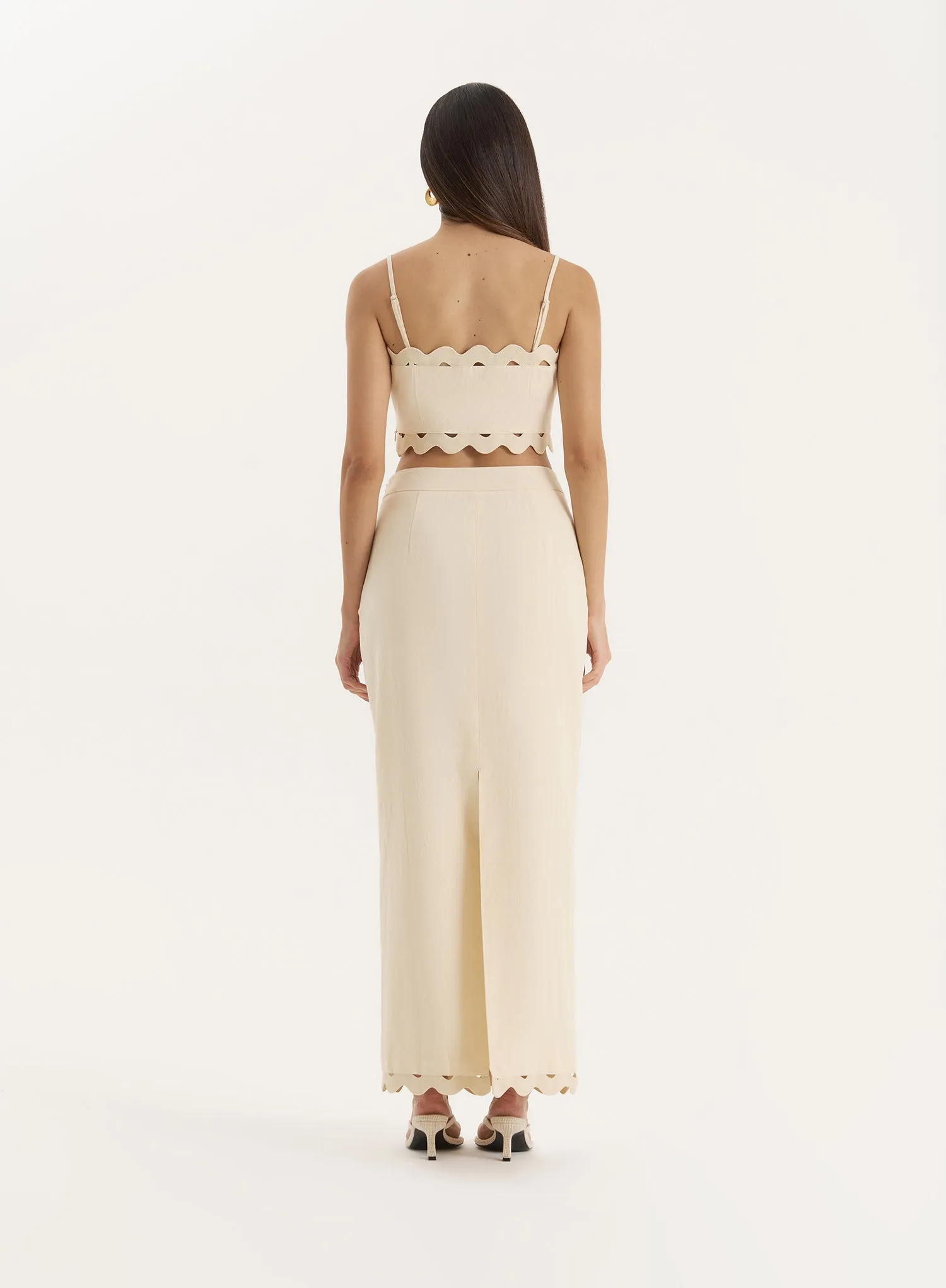 Buttercream Scallop Trim Maxi Skirt sold by 4th and Reckless product image thumbnail 5