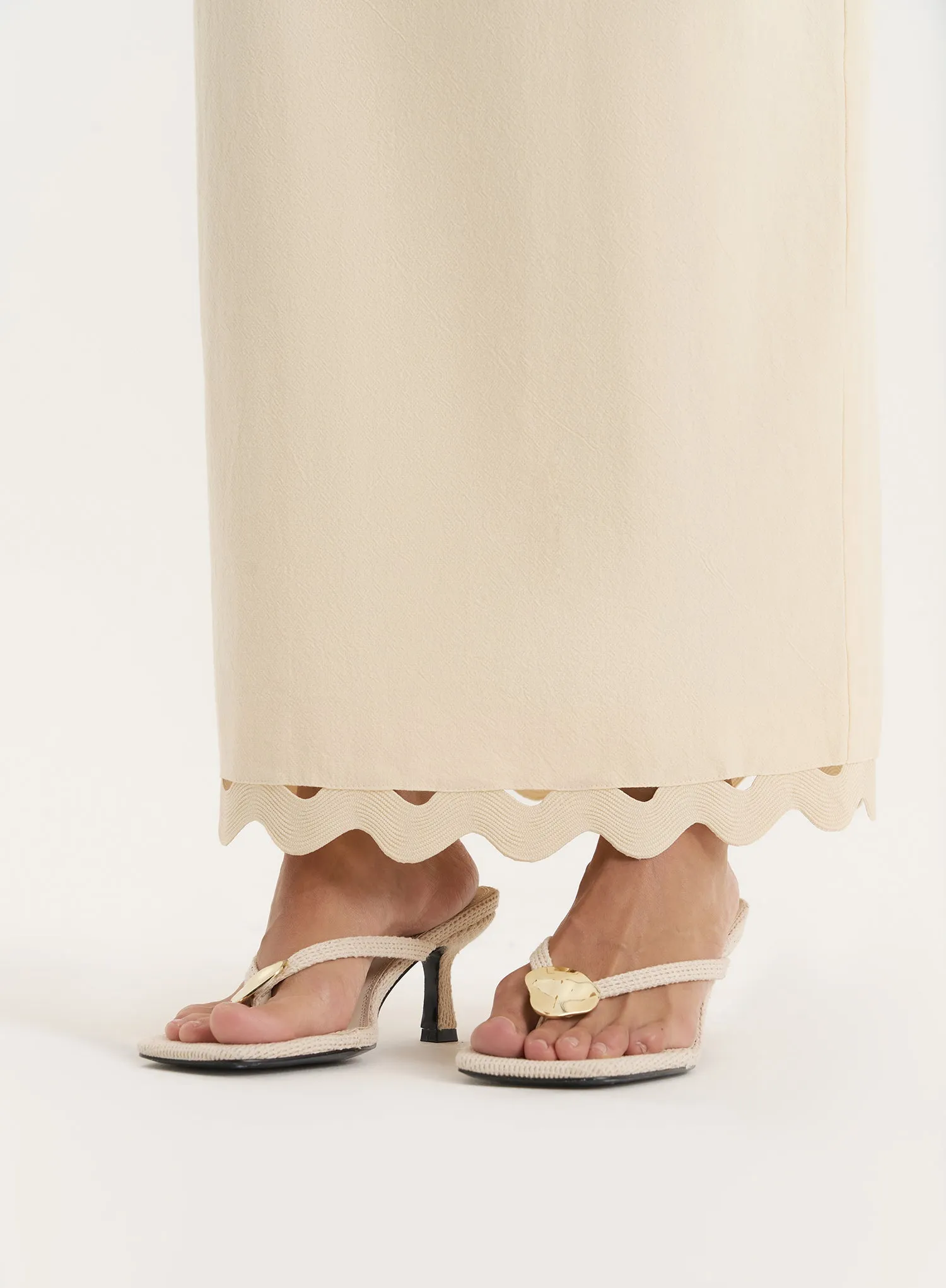 Buttercream Scallop Trim Maxi Skirt sold by 4th and Reckless product image thumbnail 3