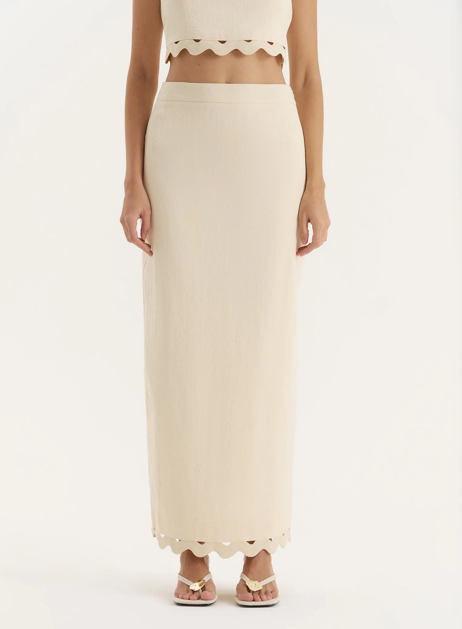 Buttercream Scallop Trim Maxi Skirt sold by 4th and Reckless product image thumbnail 4