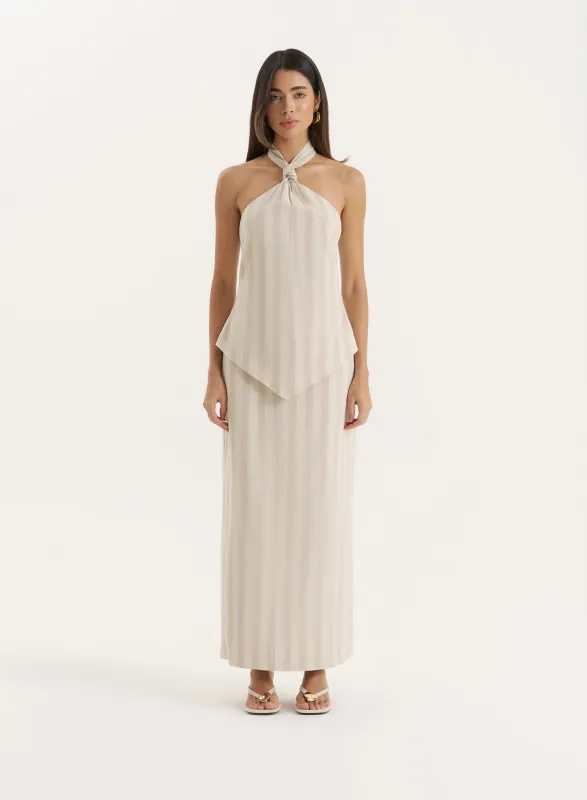 Cream Stripe Maxi Skirt- Tate sold by 4th and Reckless