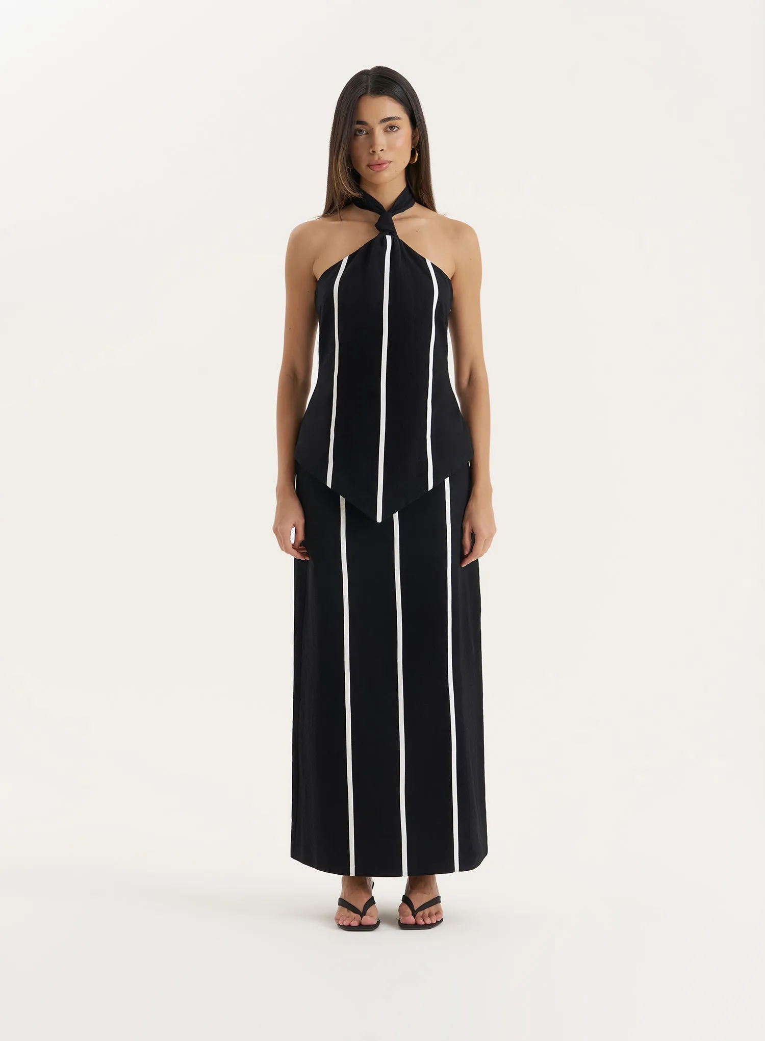 Black Stripe Maxi Skirt sold by 4th and Reckless