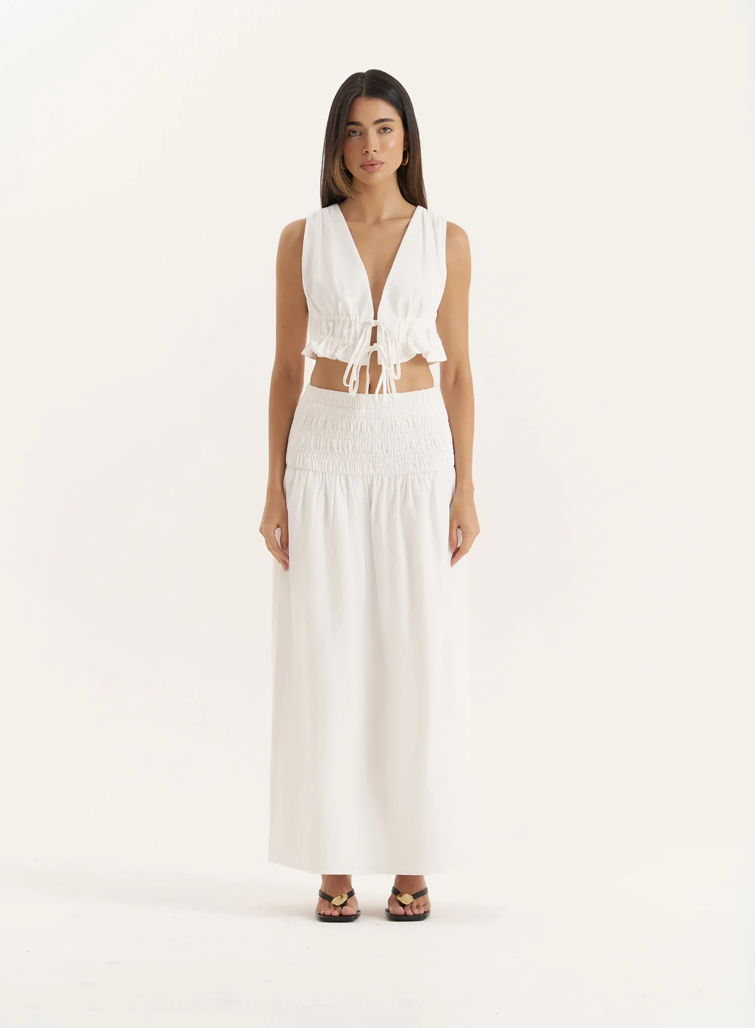 White Tie Front Cropped Top sold by 4th and Reckless product image thumbnail 4