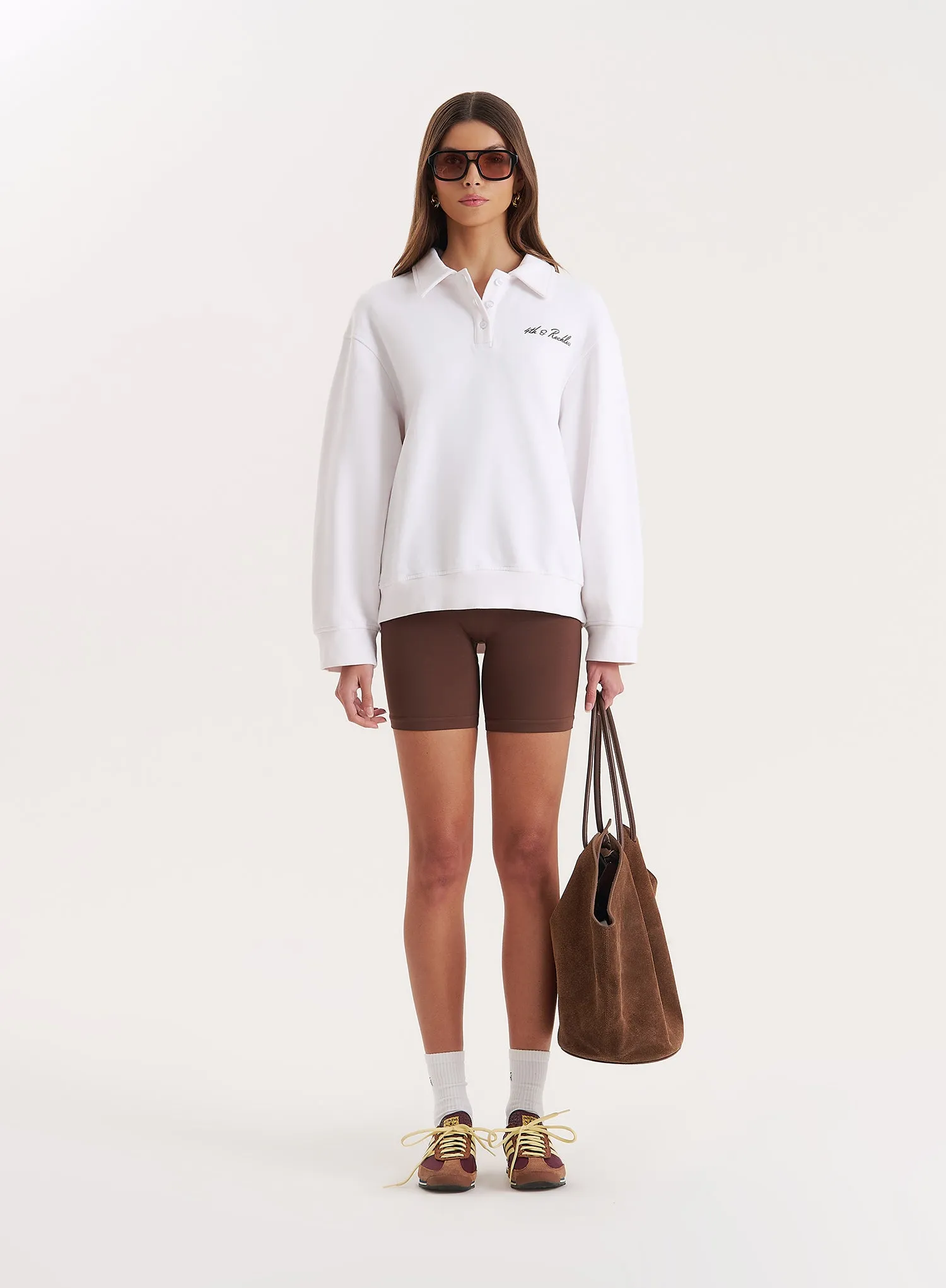 White Branded Polo Sweatshirt sold by 4th and Reckless product image thumbnail 4