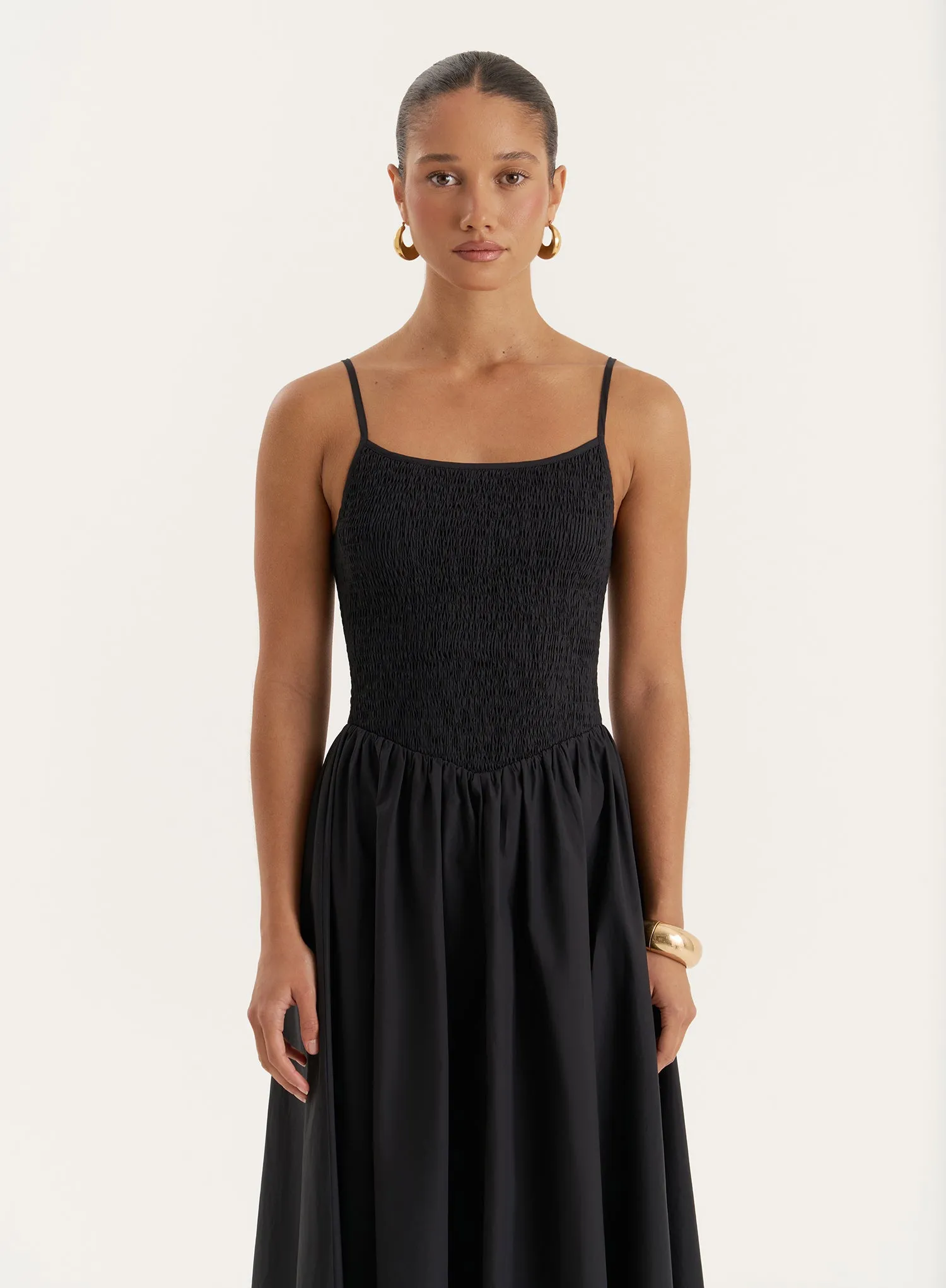 Black Shirred Cotton Maxi Dress- Milano sold by 4th and Reckless product image thumbnail 4