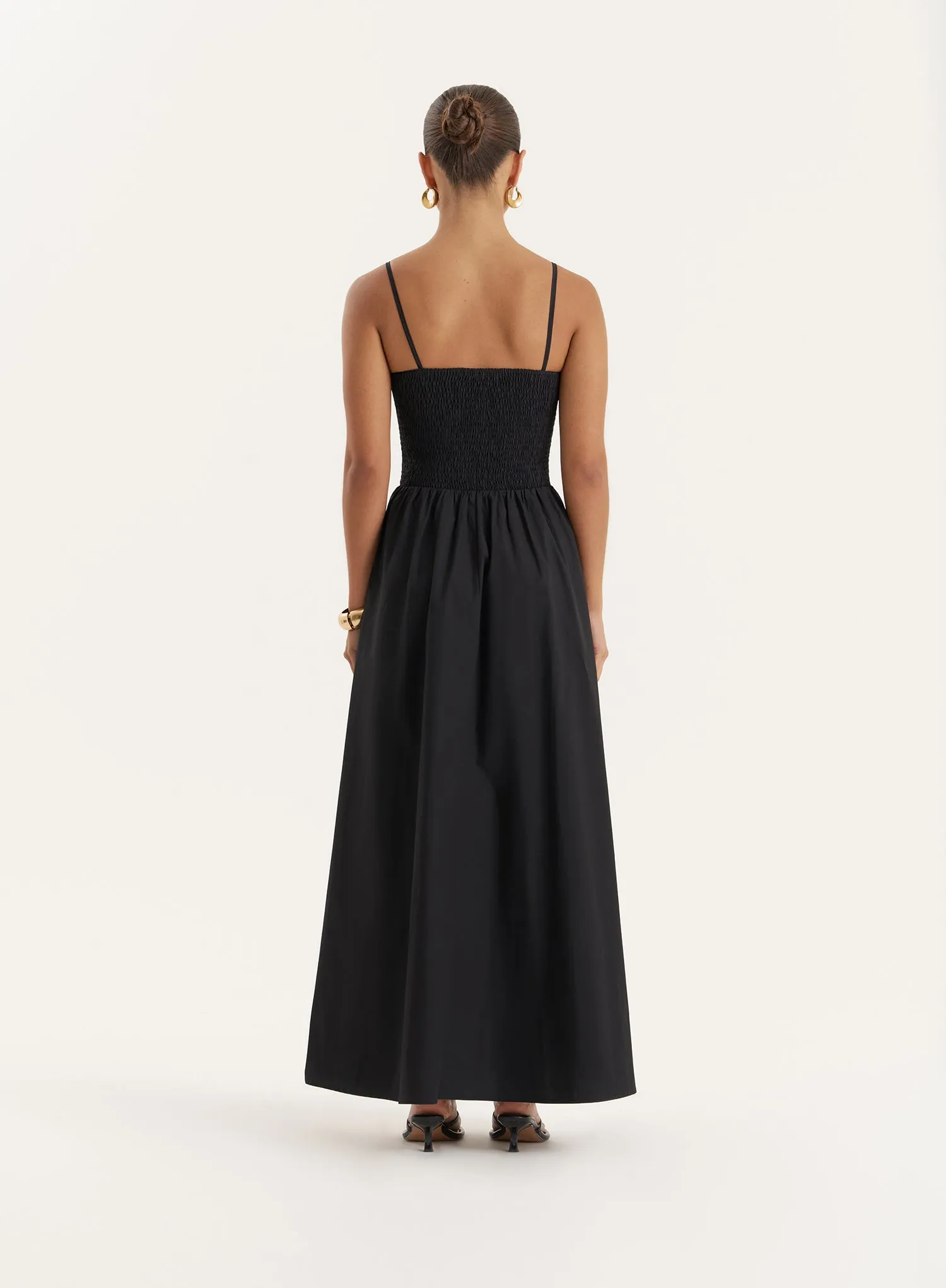 Black Shirred Cotton Maxi Dress- Milano sold by 4th and Reckless product image thumbnail 5