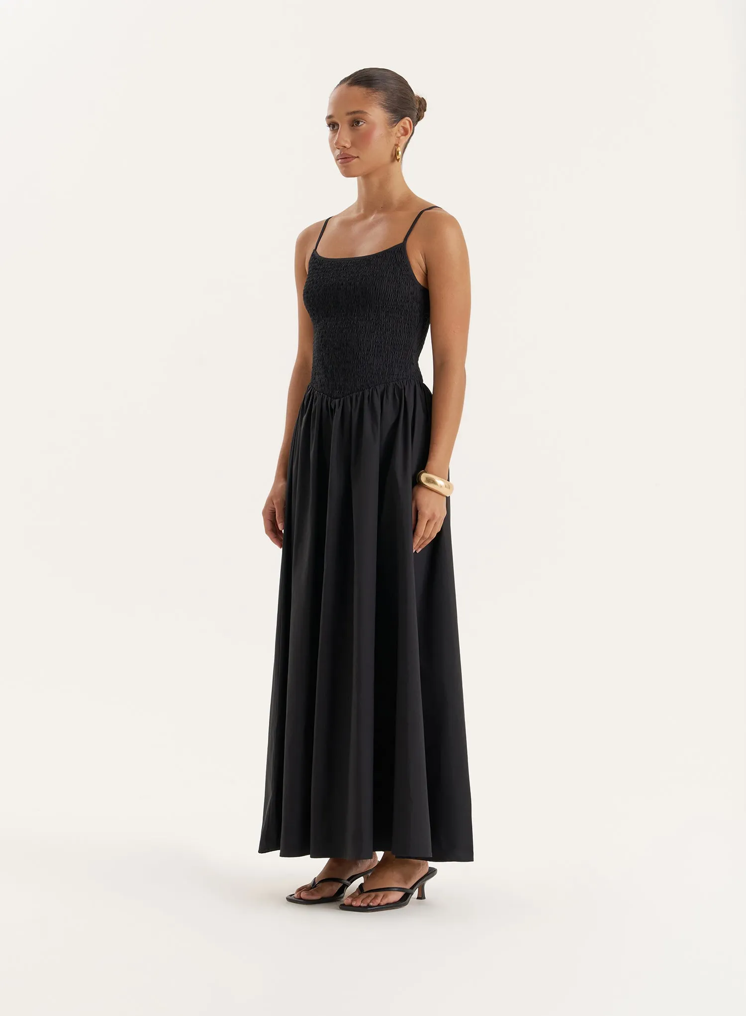 Black Shirred Cotton Maxi Dress- Milano sold by 4th and Reckless product image thumbnail 2