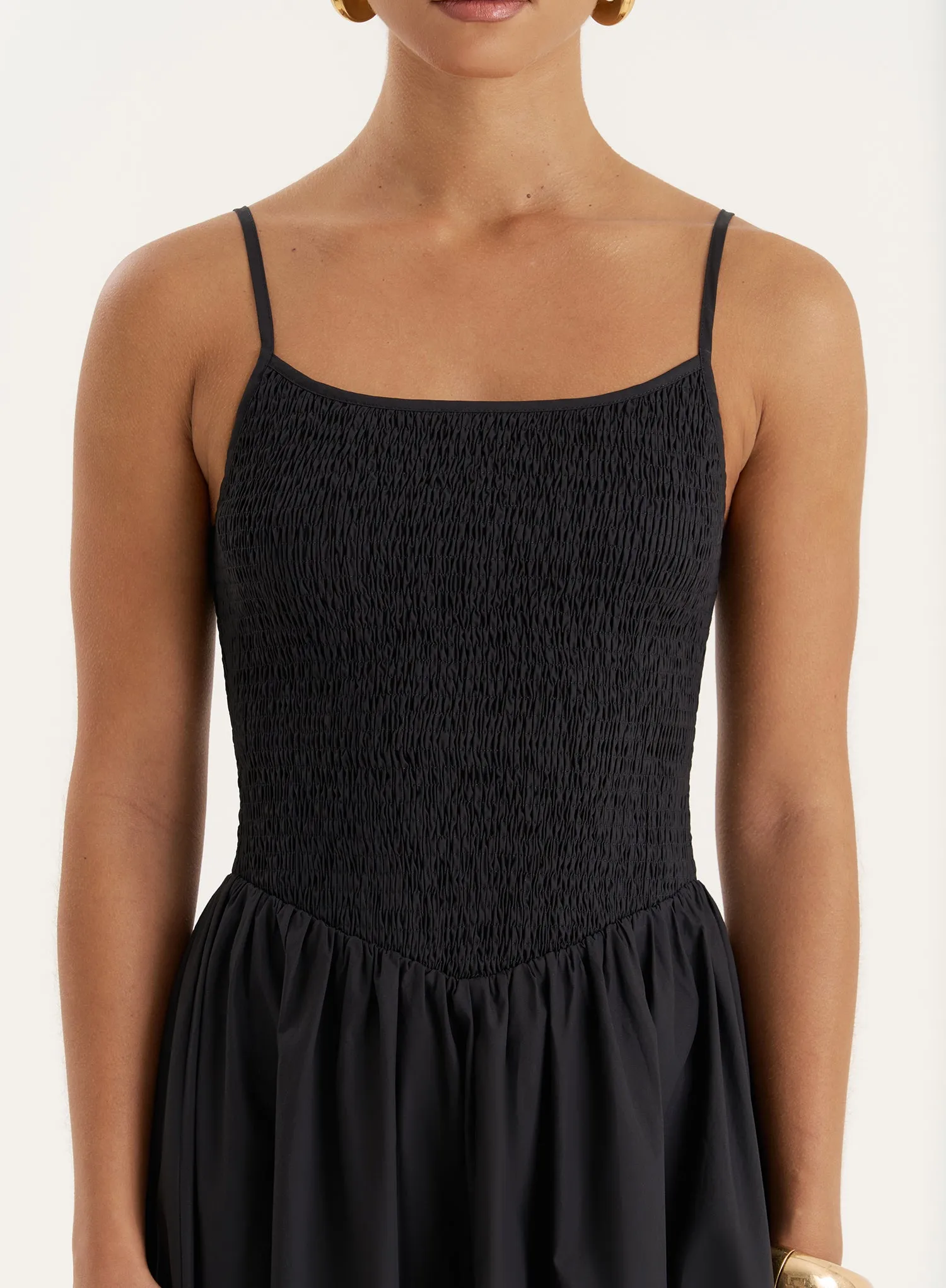 Black Shirred Cotton Maxi Dress- Milano sold by 4th and Reckless product image thumbnail 3