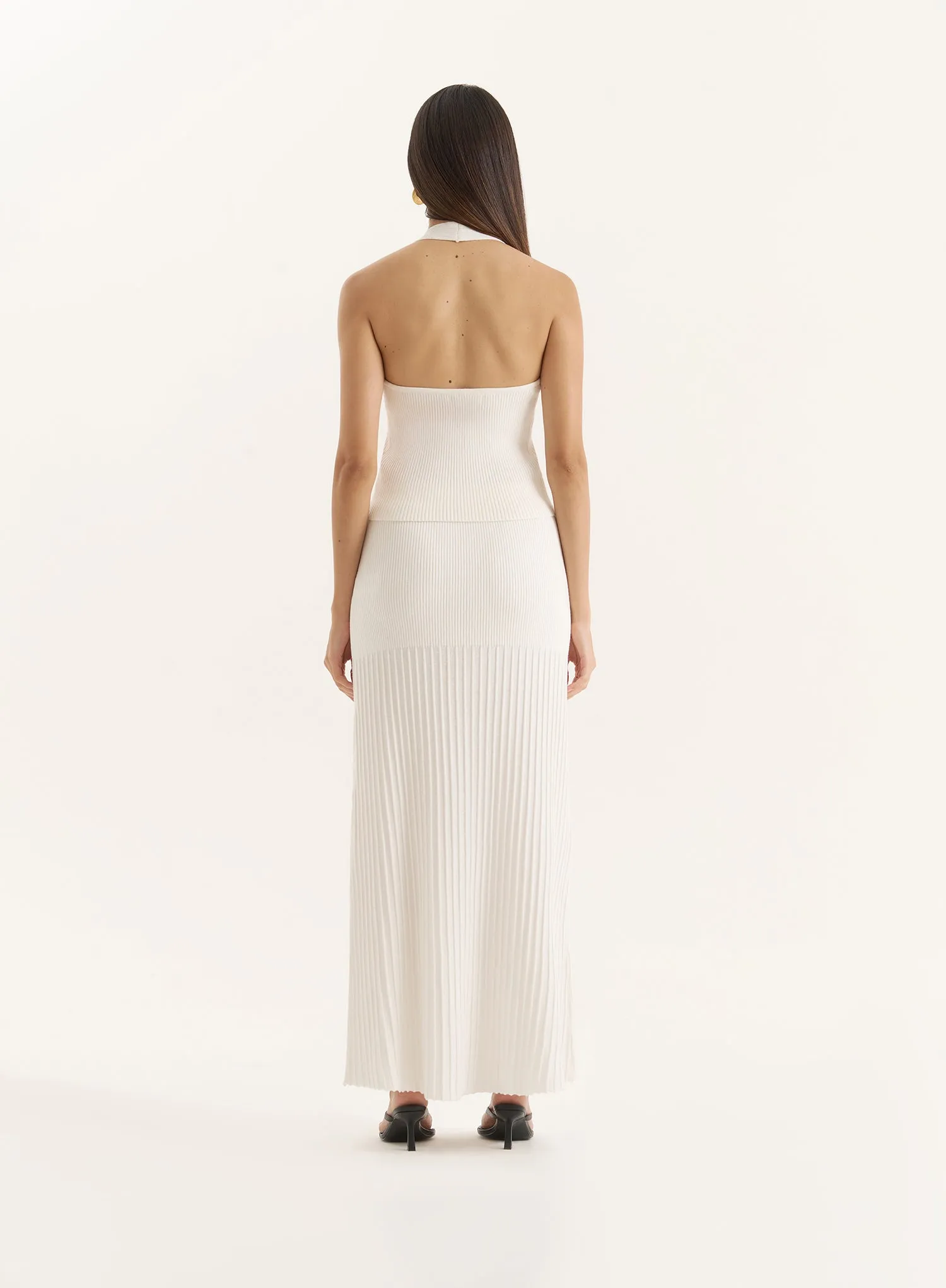 White Rib Knit Halterneck Top- Ivey sold by 4th and Reckless product image thumbnail 5