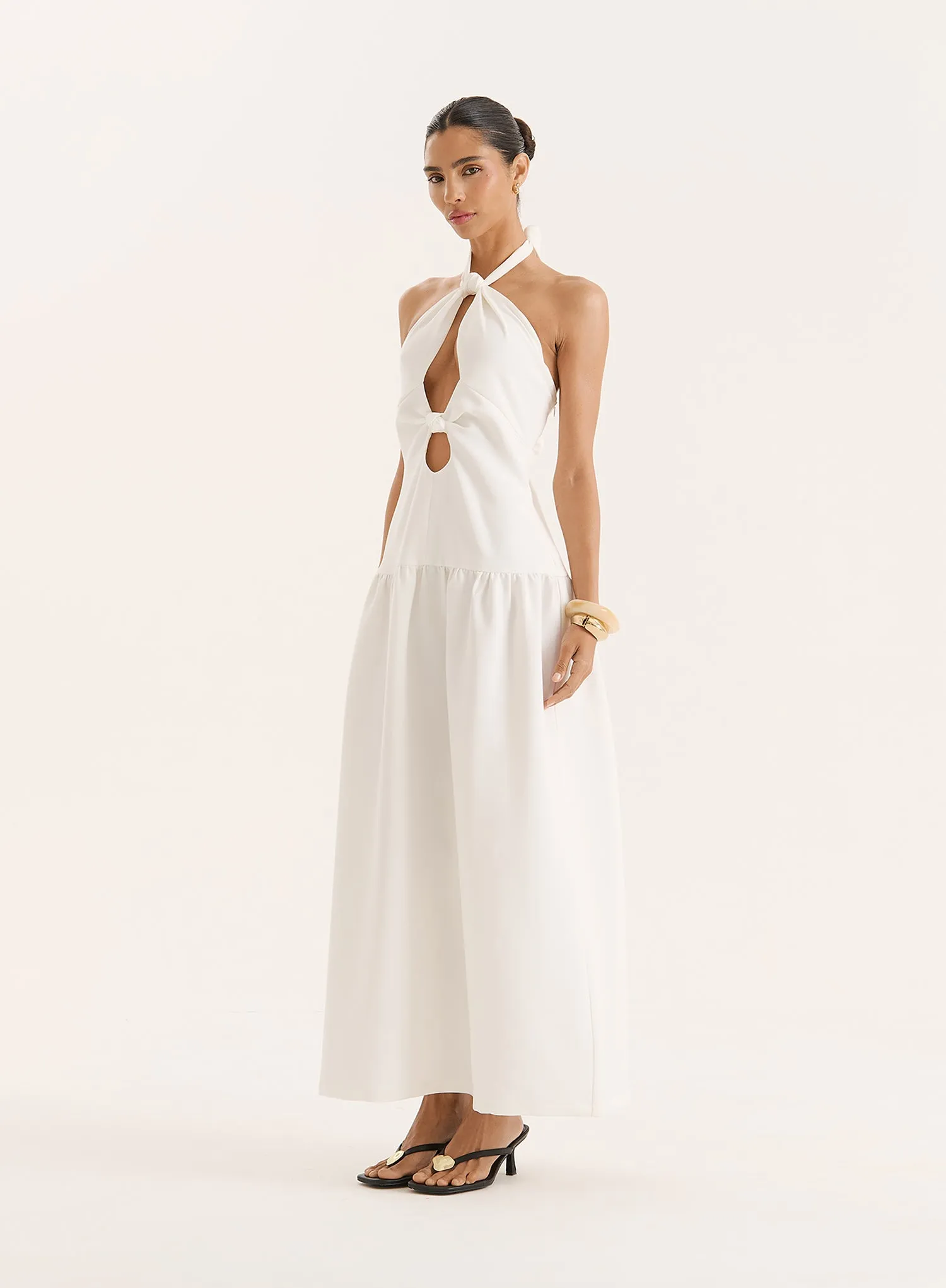 Off White Halterneck Drop Waist Maxi Dress- Leona sold by 4th and Reckless product image thumbnail 2