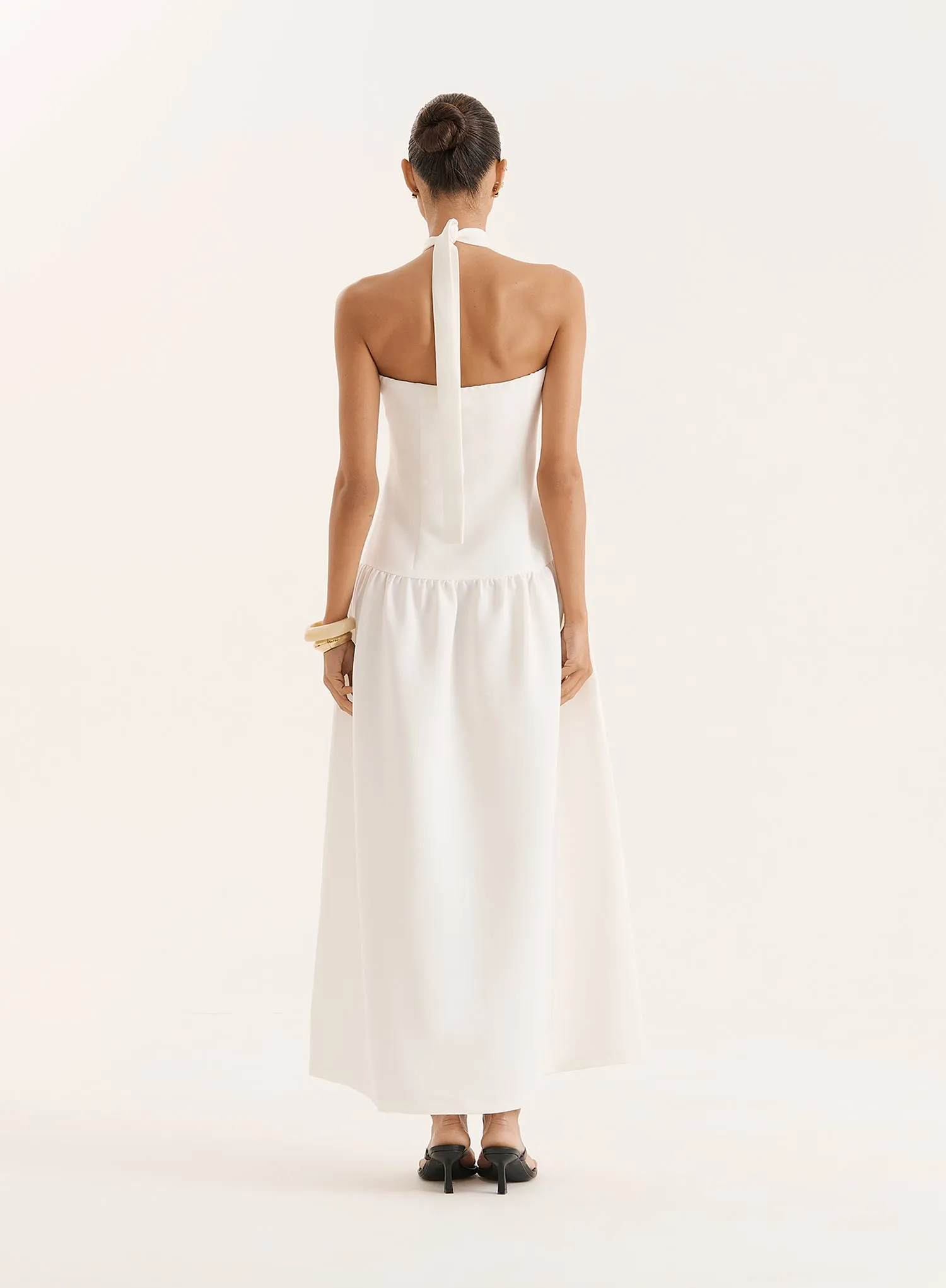 Off White Halterneck Drop Waist Maxi Dress- Leona sold by 4th and Reckless product image thumbnail 5