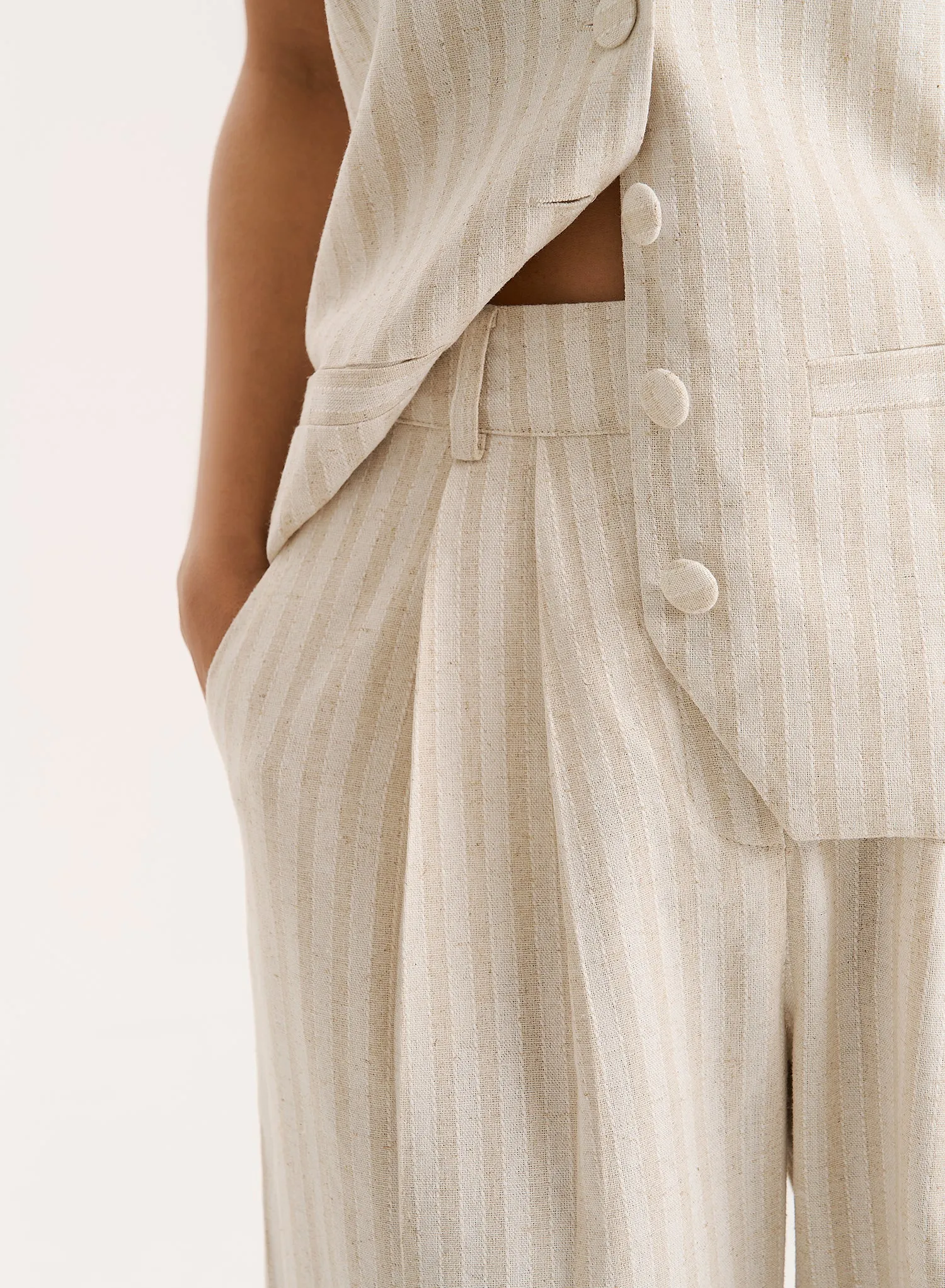Stripe Linen Blend Straight Leg Trouser sold by 4th and Reckless product image thumbnail 3