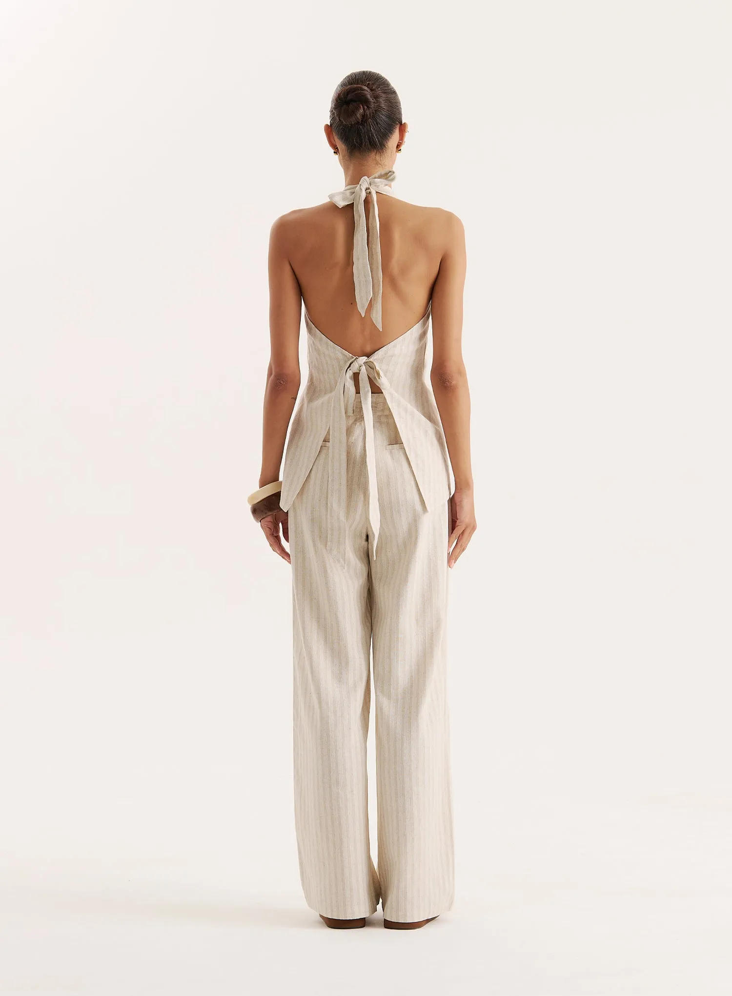 Stripe Linen Blend Straight Leg Trouser sold by 4th and Reckless product image thumbnail 5