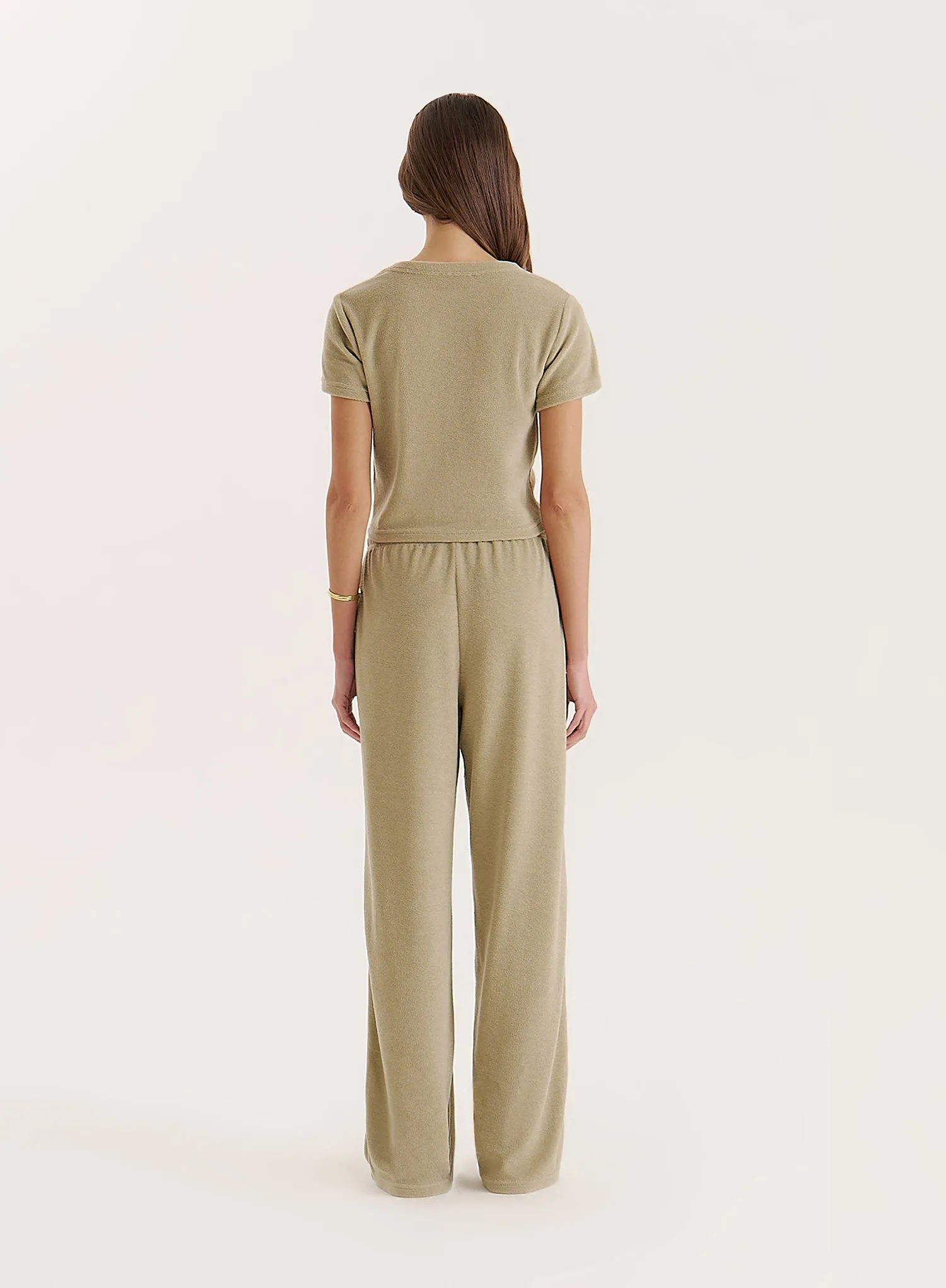 Green Towelling Straight Leg Trouser sold by 4th and Reckless product image thumbnail 3