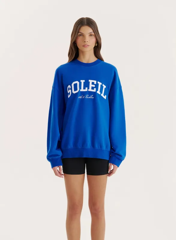 Blue Soleil Slogan Sweatshirt sold by 4th and Reckless