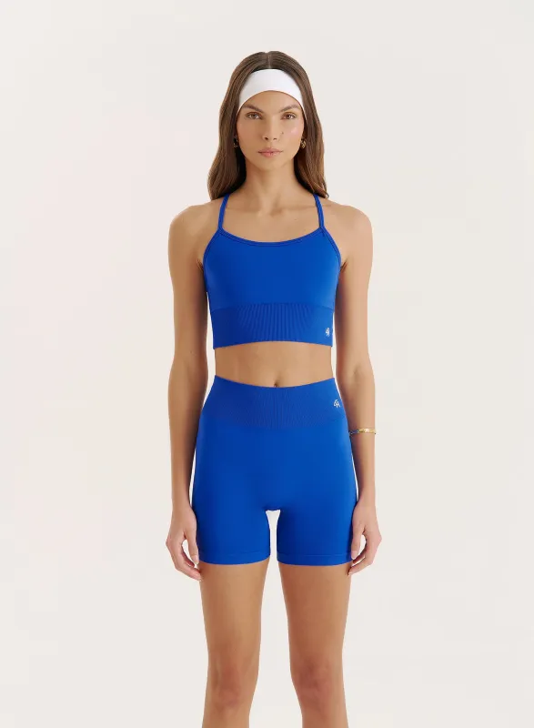 Blue Racer Back Seamless Sports Bra sold by 4th and Reckless