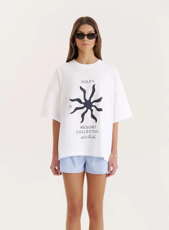 White Soleil Graphic Oversized T-Shirt- Chiara sold by 4th and Reckless