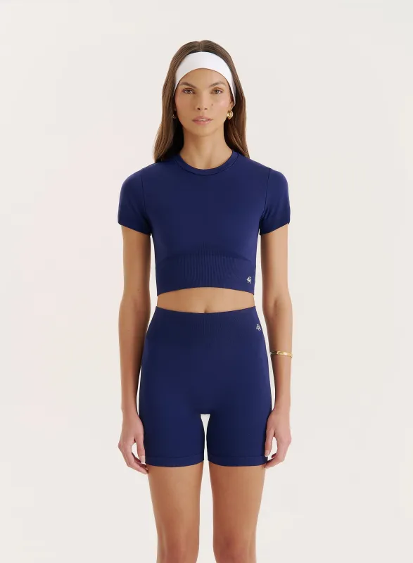 Navy Seamless Gym Crop Top- Brogan sold by 4th and Reckless
