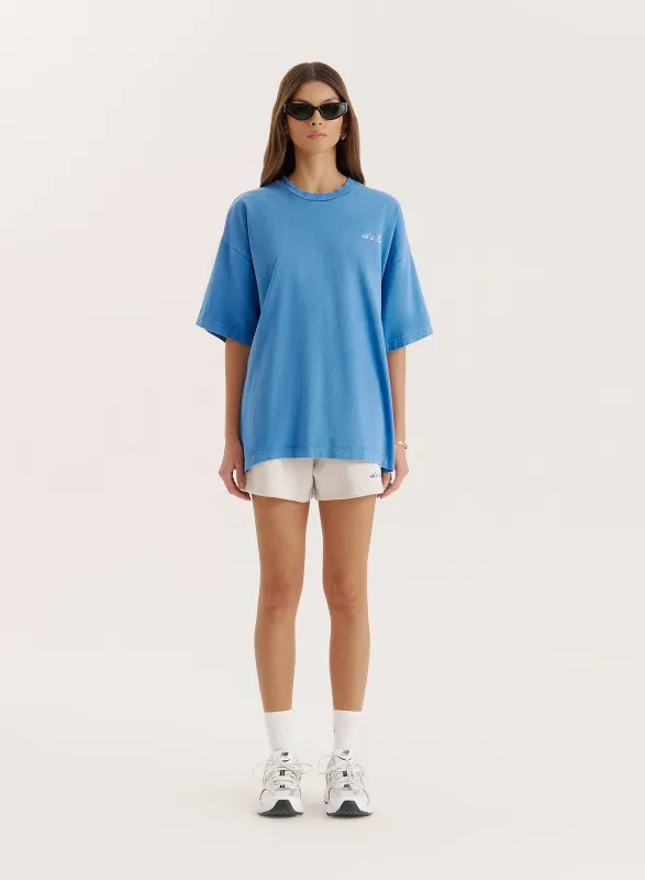 Blue Acid Wash Back Graphic Printed T-Shirt- Mia sold by 4th and Reckless